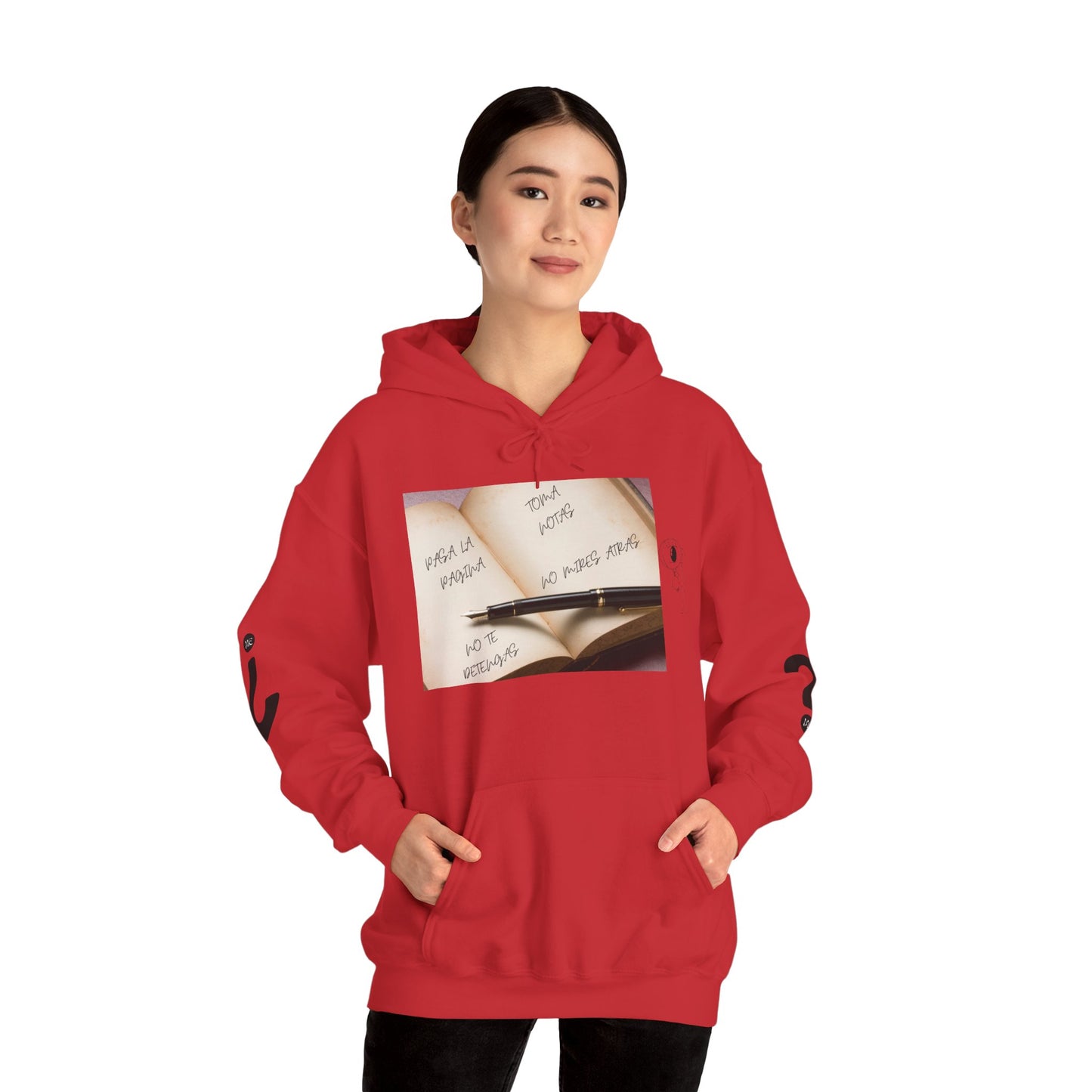 PASA LA PAGINA Inspirational Unisex Hoodie, Motivational Sweatshirt, Cozy Gift for Students, Printable Hoodie, Note-Taking Style