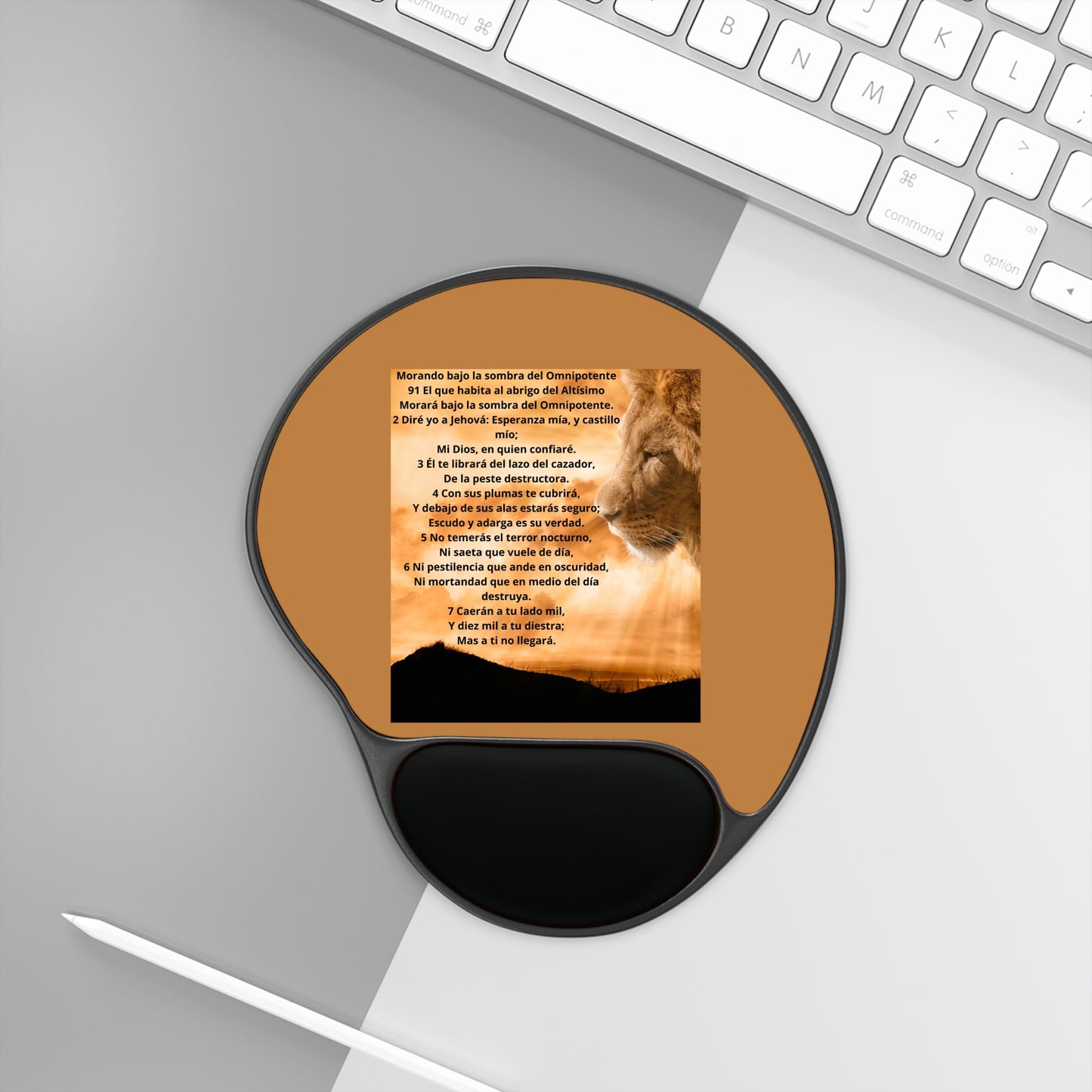 SALMO 91 Inspirational Mouse Pad with Wrist Rest, Comfort Desk Accessory, Motivational Gift, Home Office Decor, Unique Workstation Item