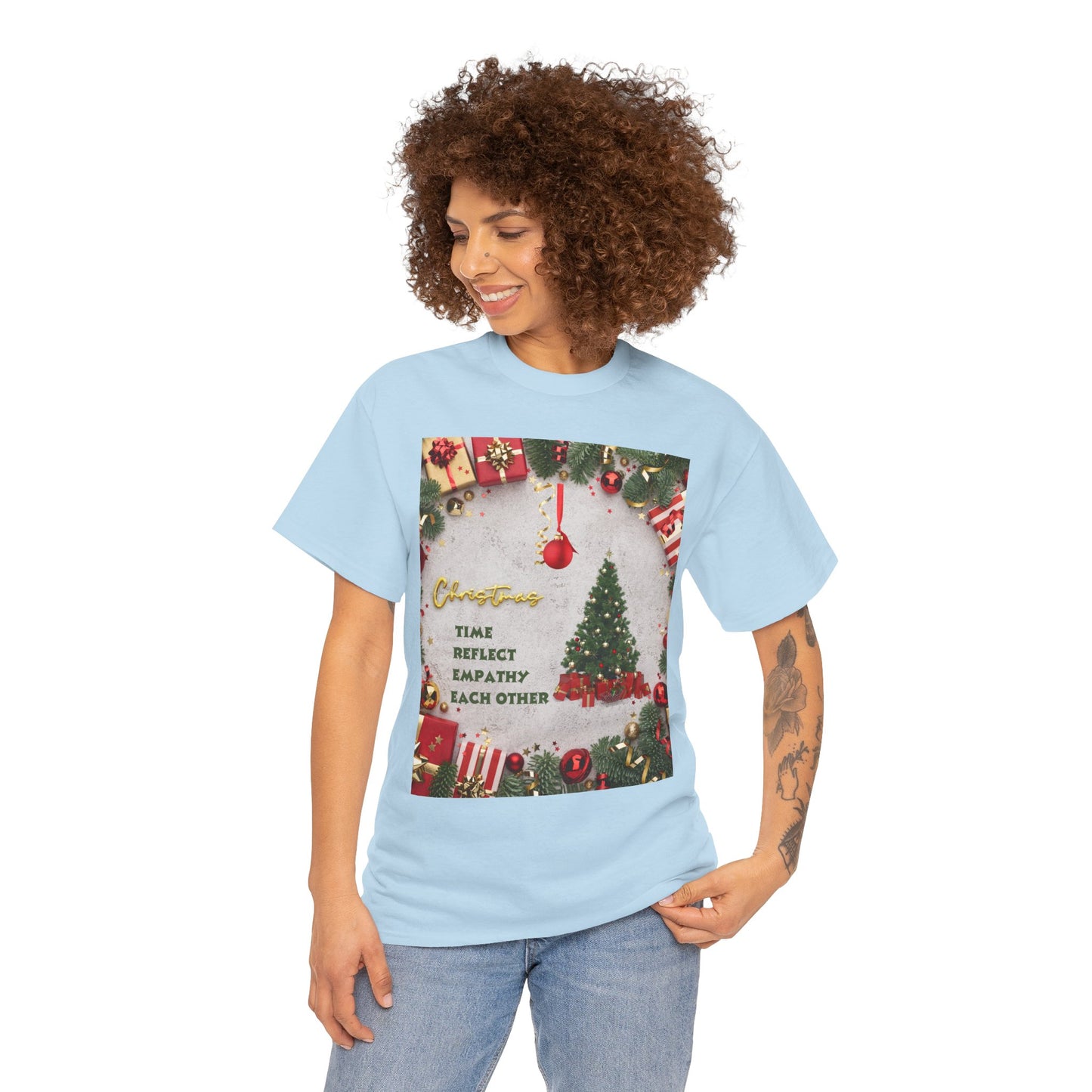 Christmas-Themed Unisex Heavy Cotton Tee, Holiday Gift, Festive Apparel, Family Gatherings, New Year Celebrations, Cute Christmas Shirt