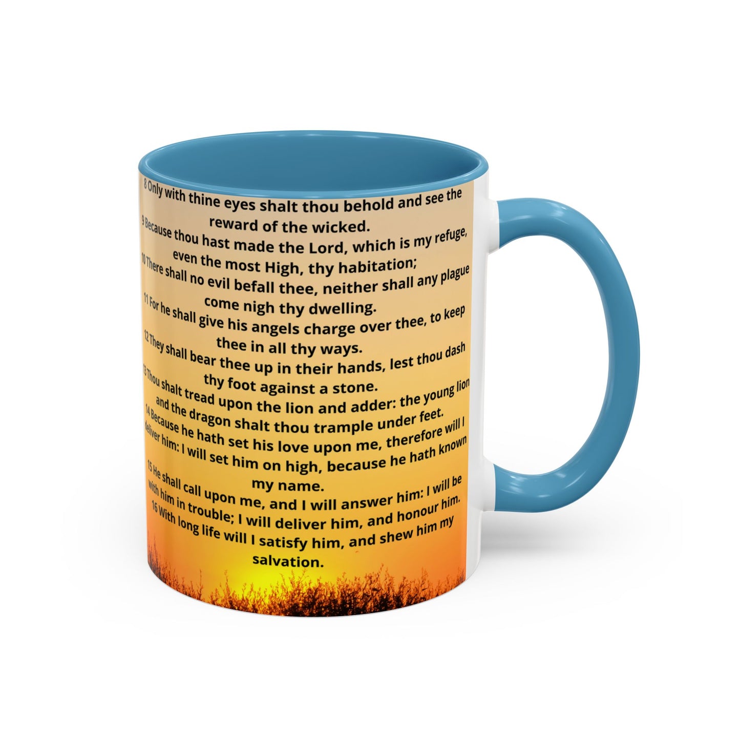 PSALM 91 Inspirational Lion Accent Coffee Mug | Motivational Gift, Scripture Mug, Unique Home Decor, Faith-Based Coffee Cup, Lion Design