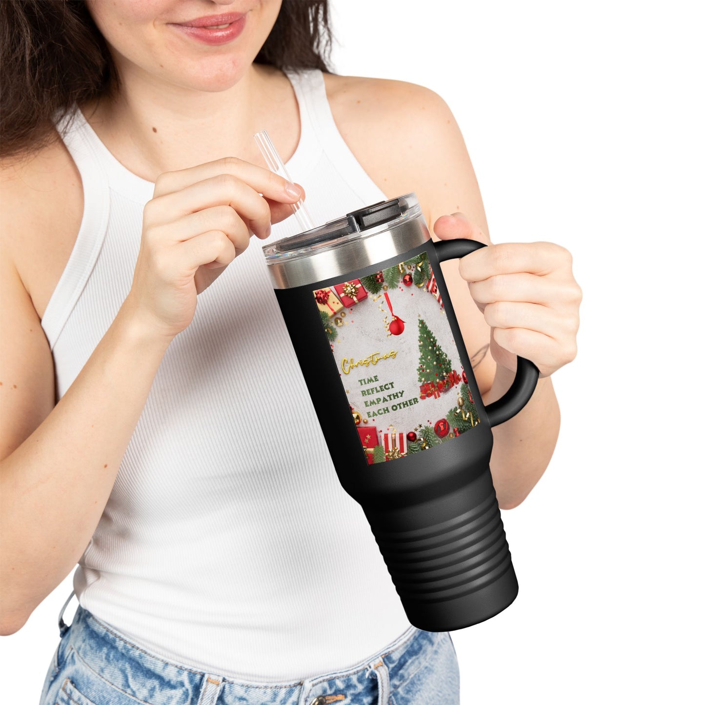 Holiday Insulated Travel Mug, 40oz | Christmas Gift, Travel Coffee Cup, Winter Drinkware, Reusable Mug, Eco-Friendly Beverage Container