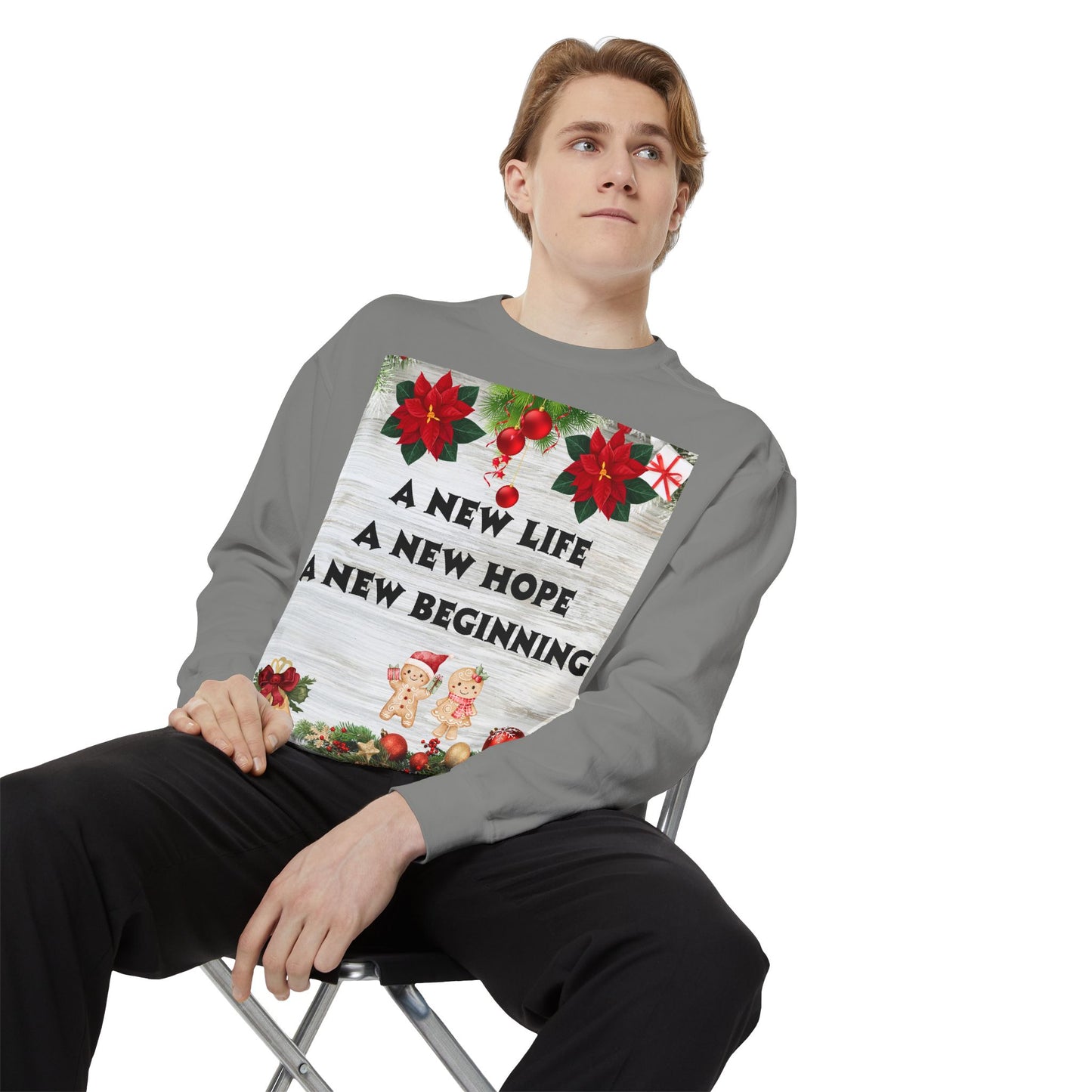 Cozy Holiday Sweatshirt - A New Life, New Hope, New Beginning, Christmas Gift, Unisex Apparel, Festive Wear, Winter Fashion
