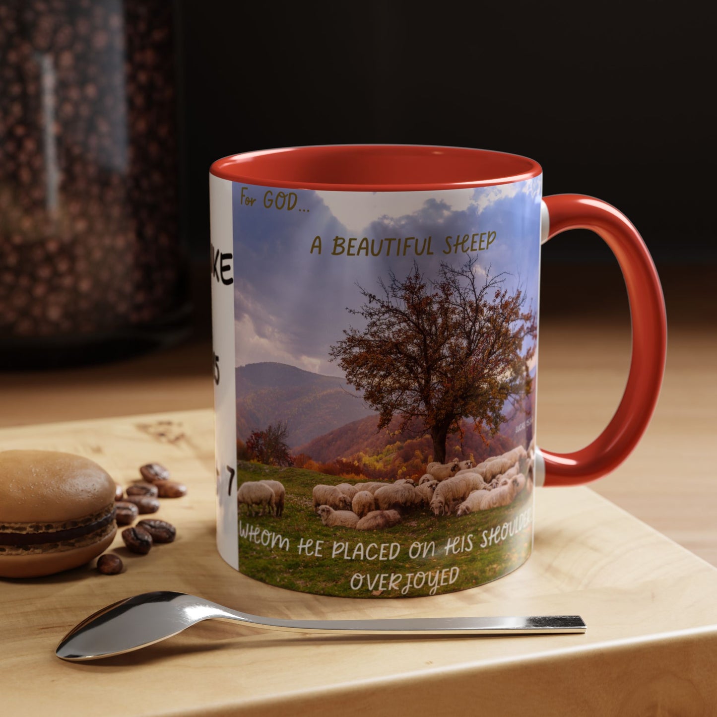 BLACK SHEEP Beautiful Sheep Coffee Mug, Inspirational Luke 15:3-7 Mug, Nature Lover Gift, Faith-Based Beverage Cup, Unique Farmhouse Decor