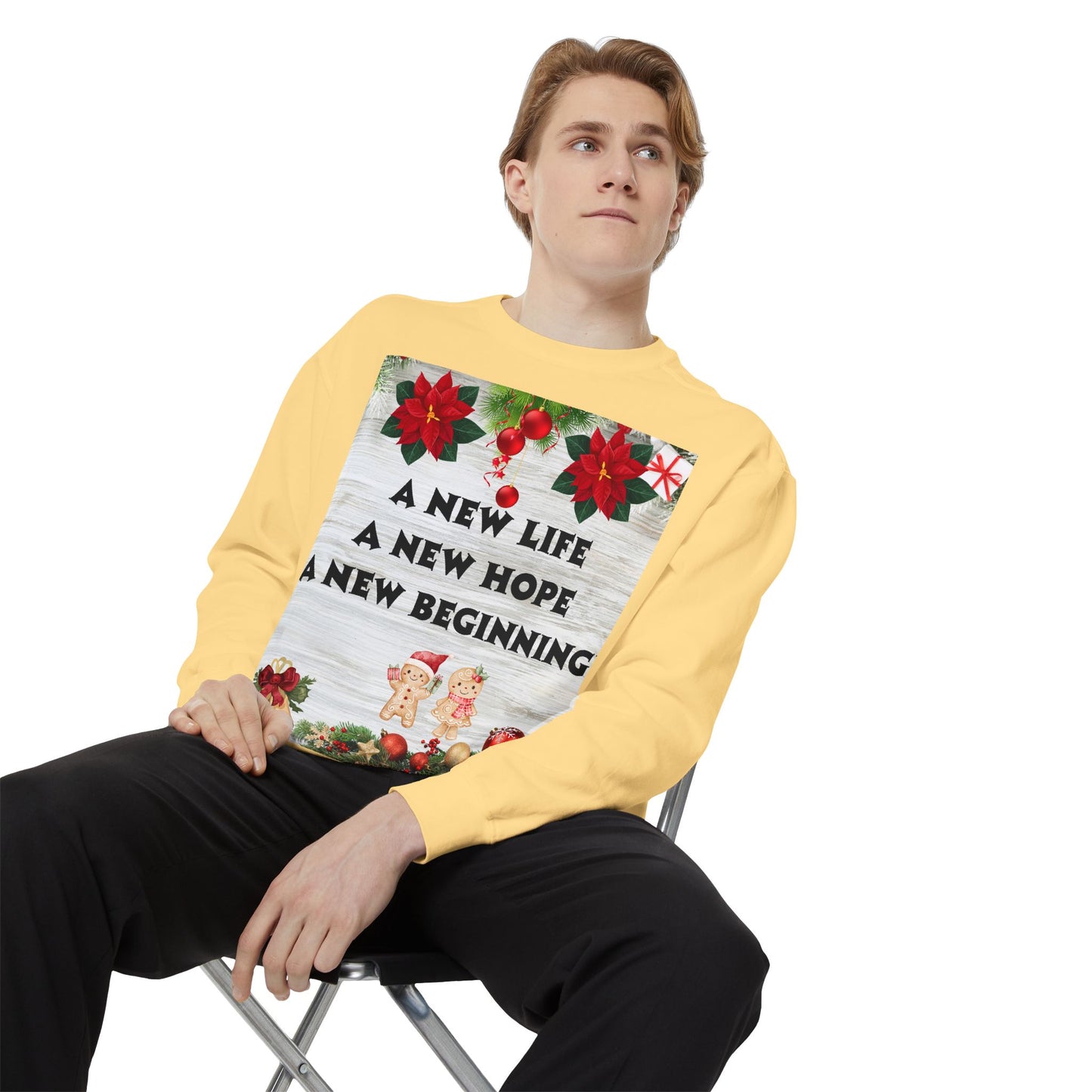 Cozy Holiday Sweatshirt - A New Life, New Hope, New Beginning, Christmas Gift, Unisex Apparel, Festive Wear, Winter Fashion