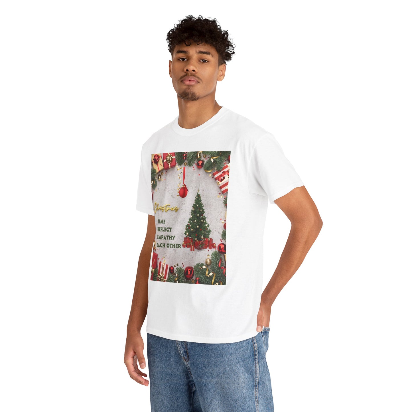 Christmas-Themed Unisex Heavy Cotton Tee, Holiday Gift, Festive Apparel, Family Gatherings, New Year Celebrations, Cute Christmas Shirt
