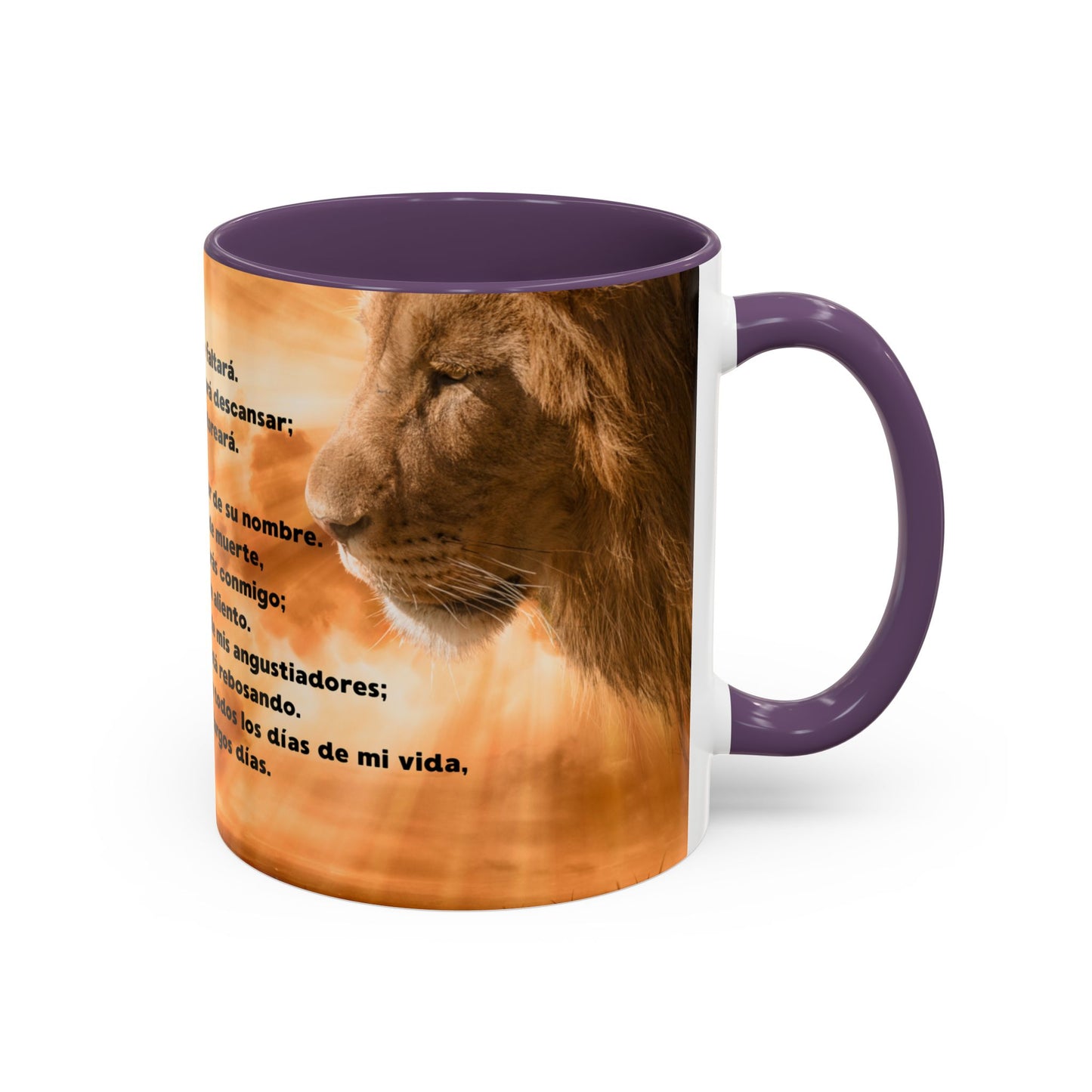 SALMO 23 Inspirational Lion Coffee Mug - Faith, Spirituality, Gift for Him/Her, Motivational Drinkware, Religious Home Decor