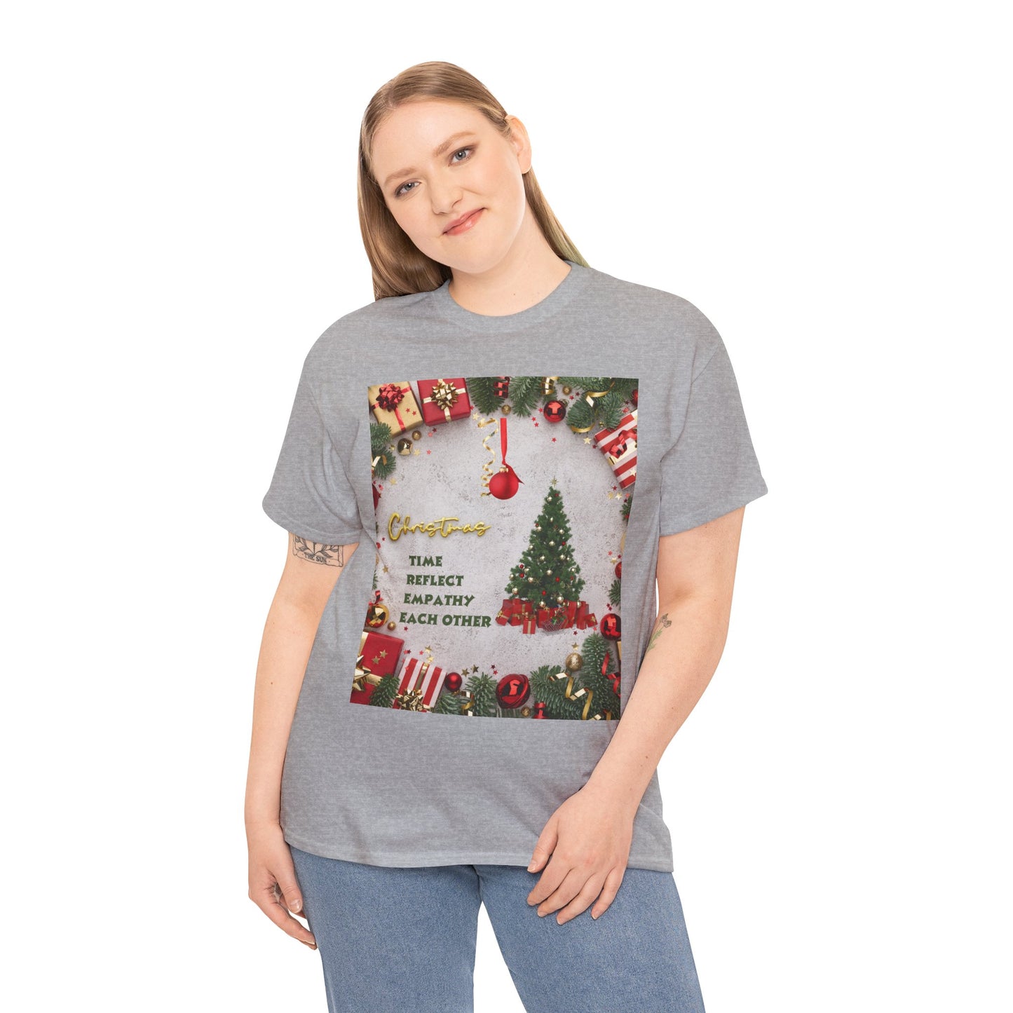 Christmas-Themed Unisex Heavy Cotton Tee, Holiday Gift, Festive Apparel, Family Gatherings, New Year Celebrations, Cute Christmas Shirt