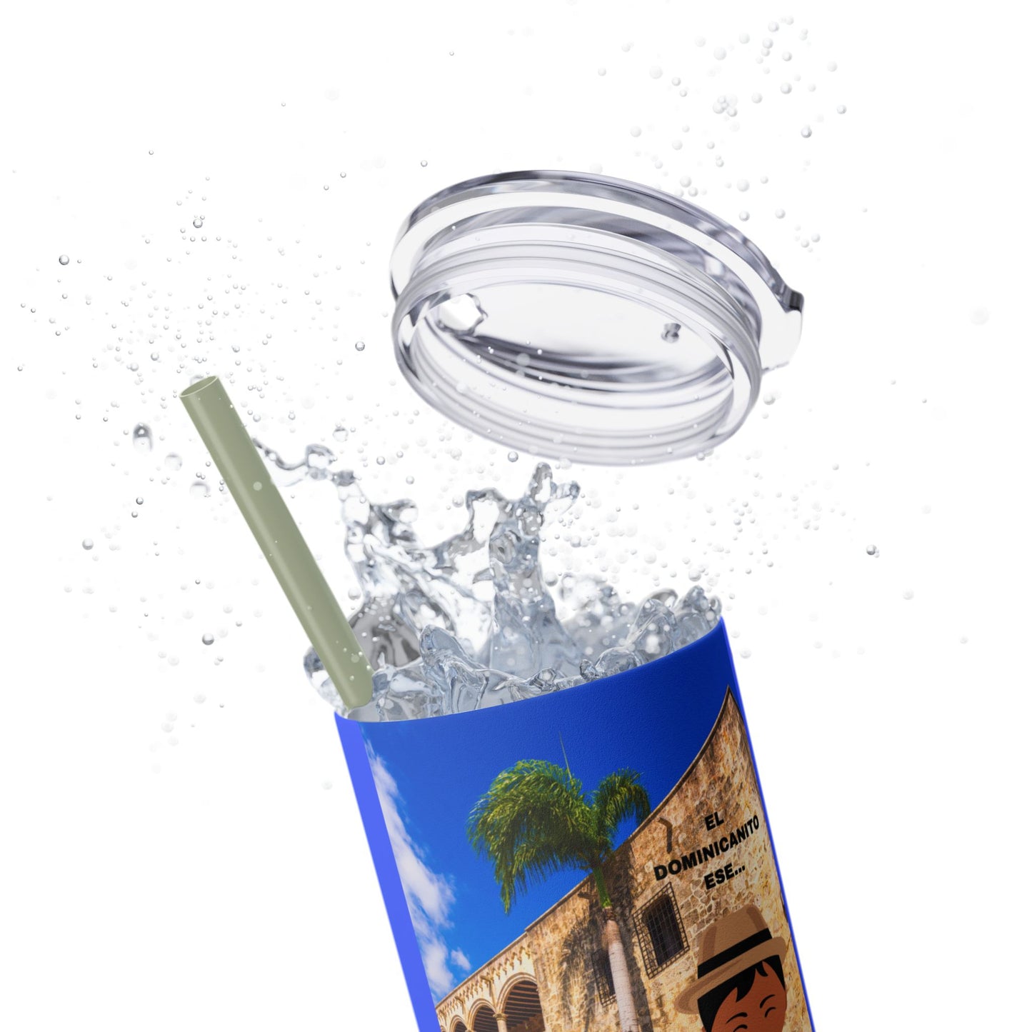 DOMINICAN REPUBLIC Vibrant Travel Tumbler, 20oz Skinny Tumbler with Straw - Perfect for Summer Adventures, Vacation, Gifts, Customizable