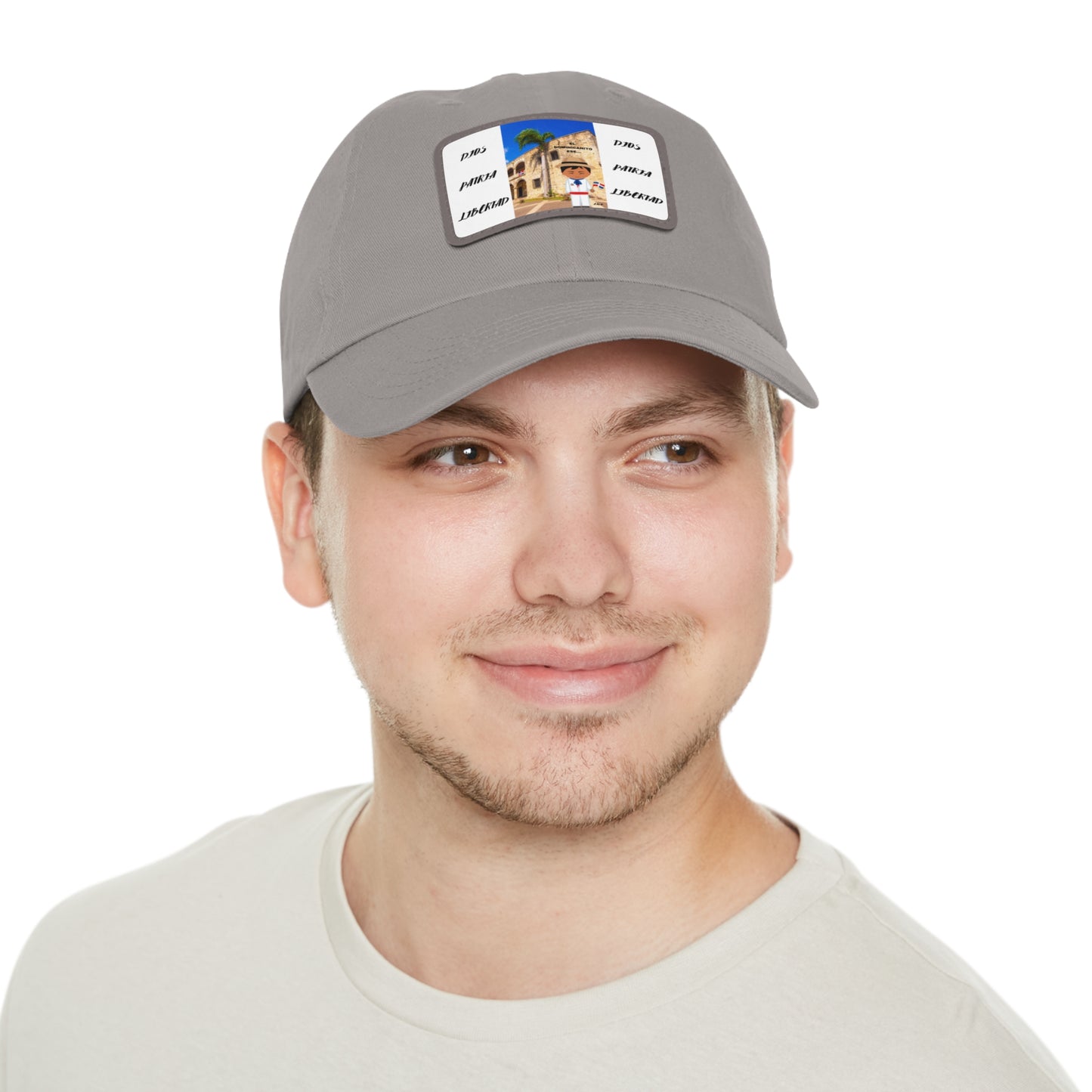 DIOS PATRIA LIBERTAD EL DOMINICANITO ESE Dad Hat with Leather Patch (Rectangle)