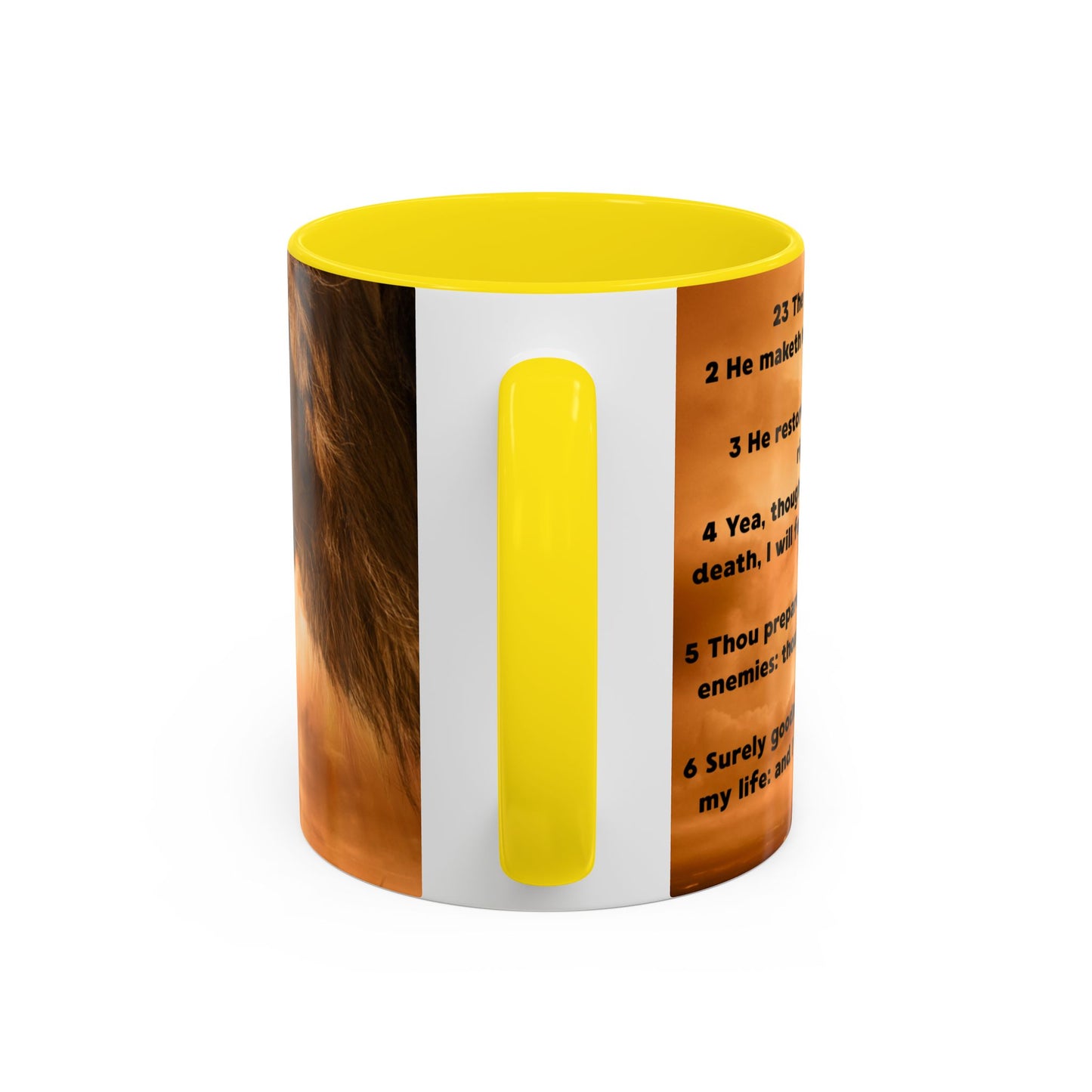 PSALM 23 Inspirational Coffee Mug with Lion Design, Spiritual Gift for Her, Housewarming Present, Faith-Based Kitchen Decor