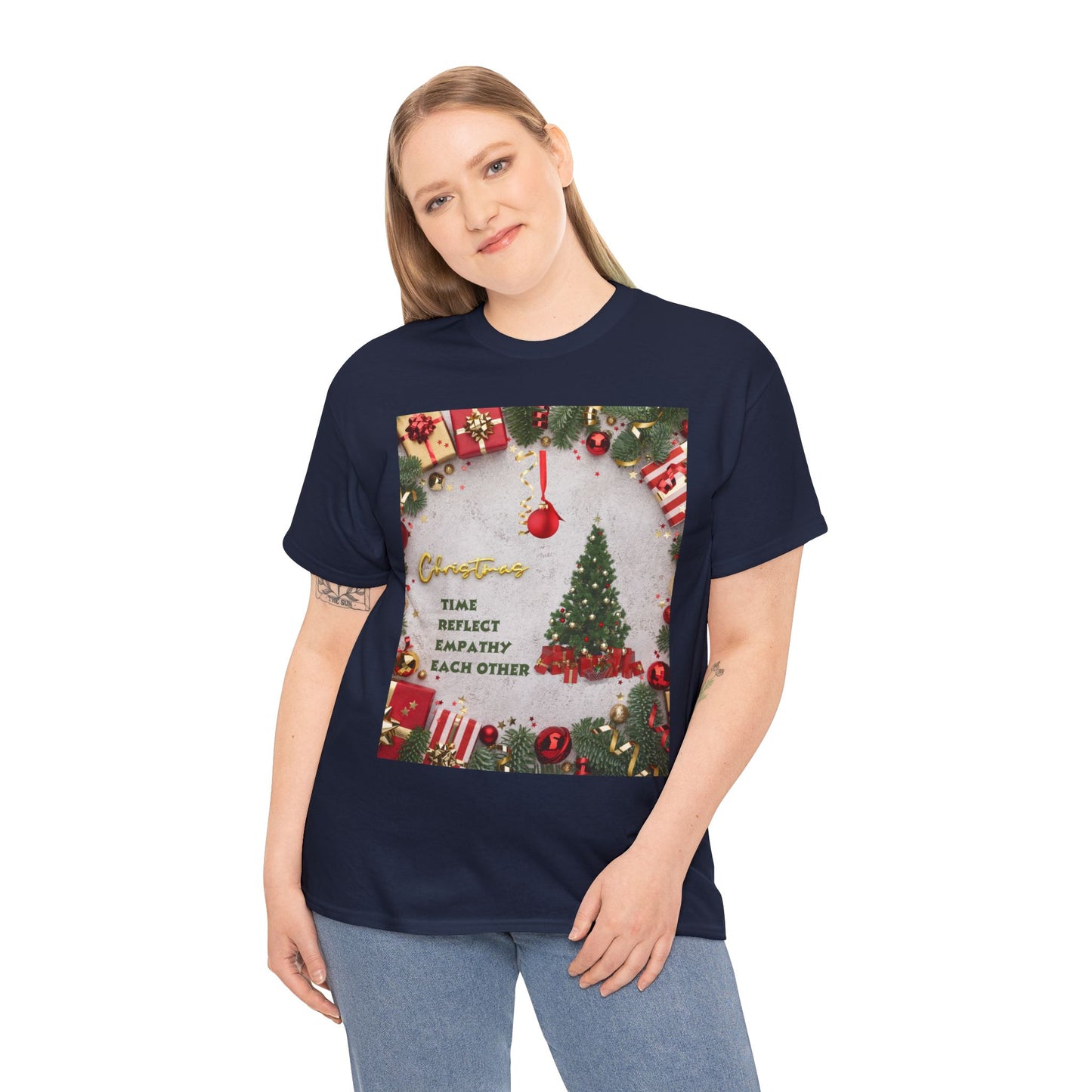 Christmas-Themed Unisex Heavy Cotton Tee, Holiday Gift, Festive Apparel, Family Gatherings, New Year Celebrations, Cute Christmas Shirt