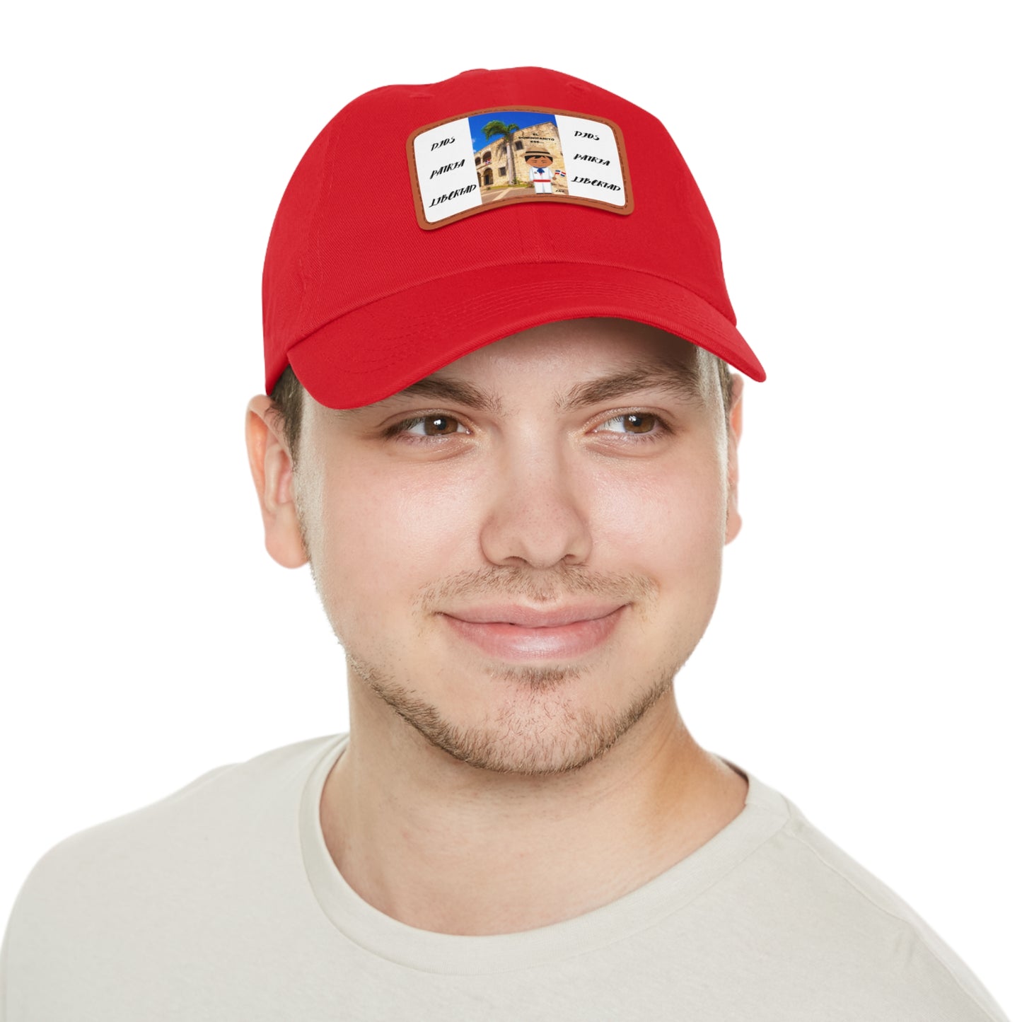 DIOS PATRIA LIBERTAD EL DOMINICANITO ESE Dad Hat with Leather Patch (Rectangle)