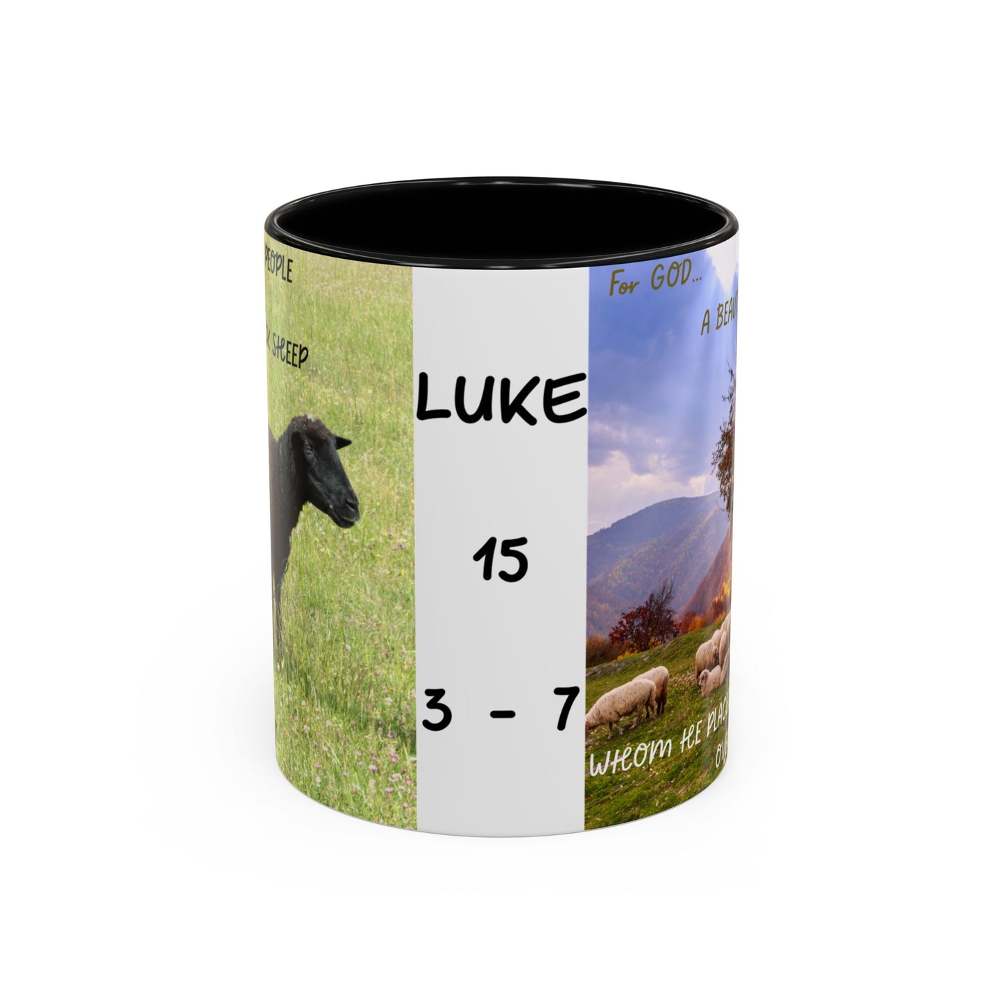 BLACK SHEEP Beautiful Sheep Coffee Mug, Inspirational Luke 15:3-7 Mug, Nature Lover Gift, Faith-Based Beverage Cup, Unique Farmhouse Decor