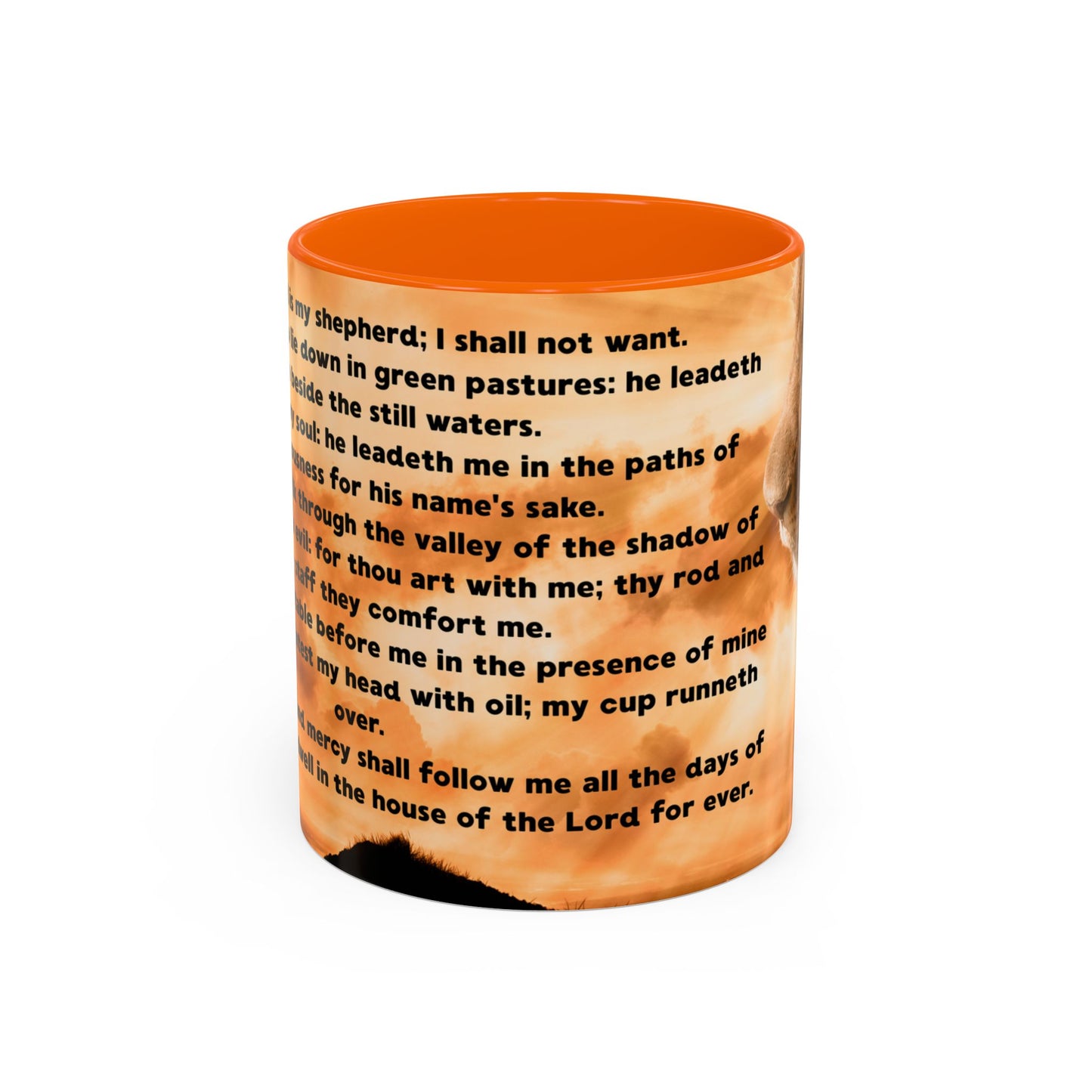 PSALM 23 Inspirational Coffee Mug with Lion Design, Spiritual Gift for Her, Housewarming Present, Faith-Based Kitchen Decor