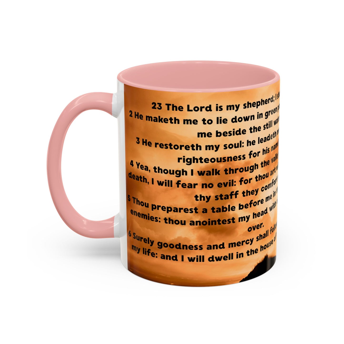 PSALM 23 Inspirational Coffee Mug with Lion Design, Spiritual Gift for Her, Housewarming Present, Faith-Based Kitchen Decor
