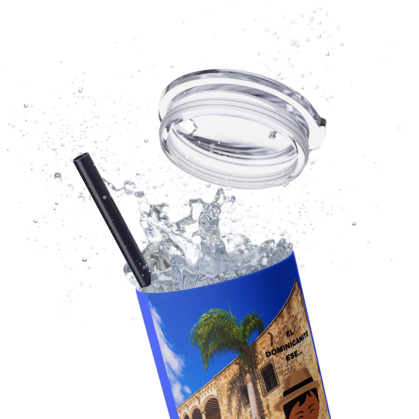 DOMINICAN REPUBLIC Vibrant Travel Tumbler, 20oz Skinny Tumbler with Straw - Perfect for Summer Adventures, Vacation, Gifts, Customizable