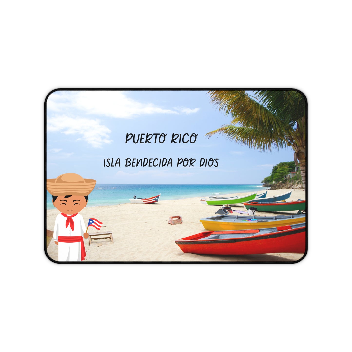 Puerto Rico Desk Mat, Tropical Desk Accessory for Home & Office, Gift for Travel Lovers, Summer Vibes Decoration, Personalized Workspace