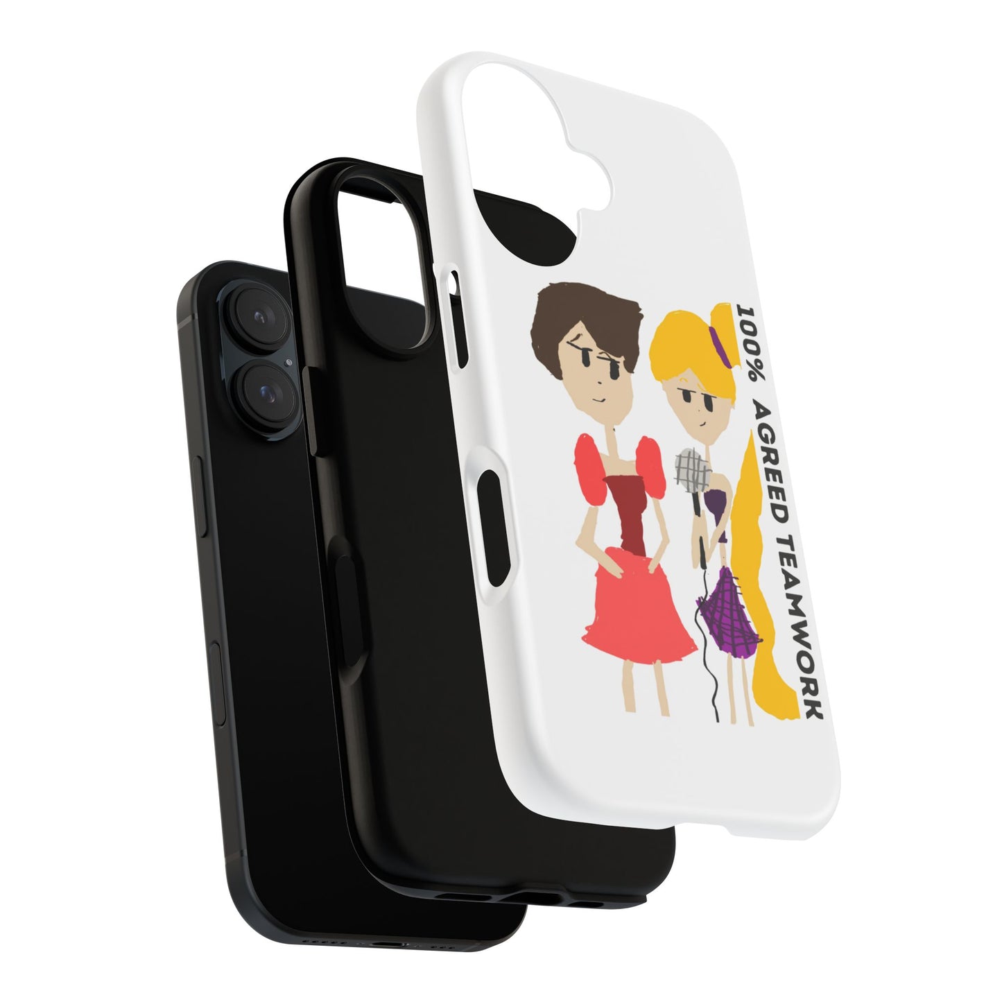 100% AGREED TEAM WORK ISAAC IYER ARTS Fun Phone Case for Teamwork Lovers, Cute Teamwork Phone Cover, Positive Vibes Case for Friendship, Gift for Collaboration