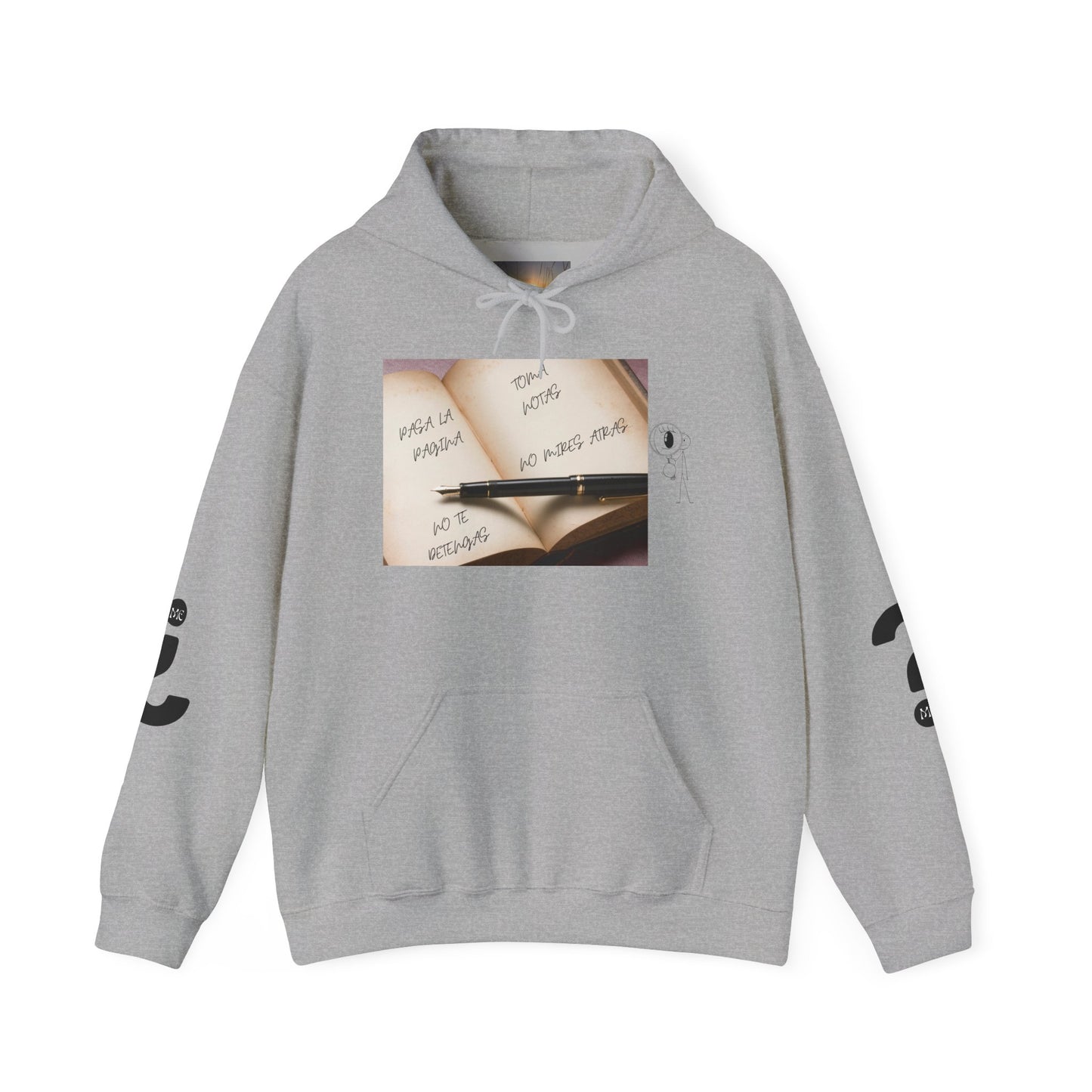 PASA LA PAGINA Inspirational Unisex Hoodie, Motivational Sweatshirt, Cozy Gift for Students, Printable Hoodie, Note-Taking Style