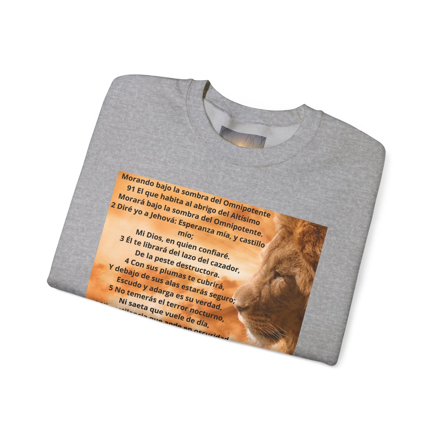 SALMO 91 Inspirational Lion Sweatshirt, Crewneck Sweater, Motivational Gift, Unisex Fashion, Animal Lover Apparel, Cozy Everyday Wear