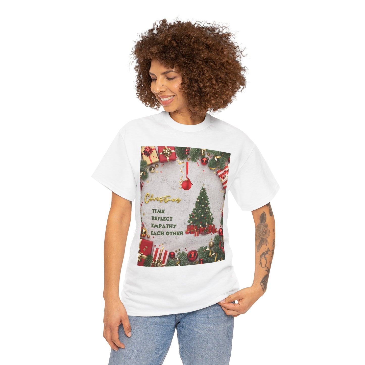Christmas-Themed Unisex Heavy Cotton Tee, Holiday Gift, Festive Apparel, Family Gatherings, New Year Celebrations, Cute Christmas Shirt