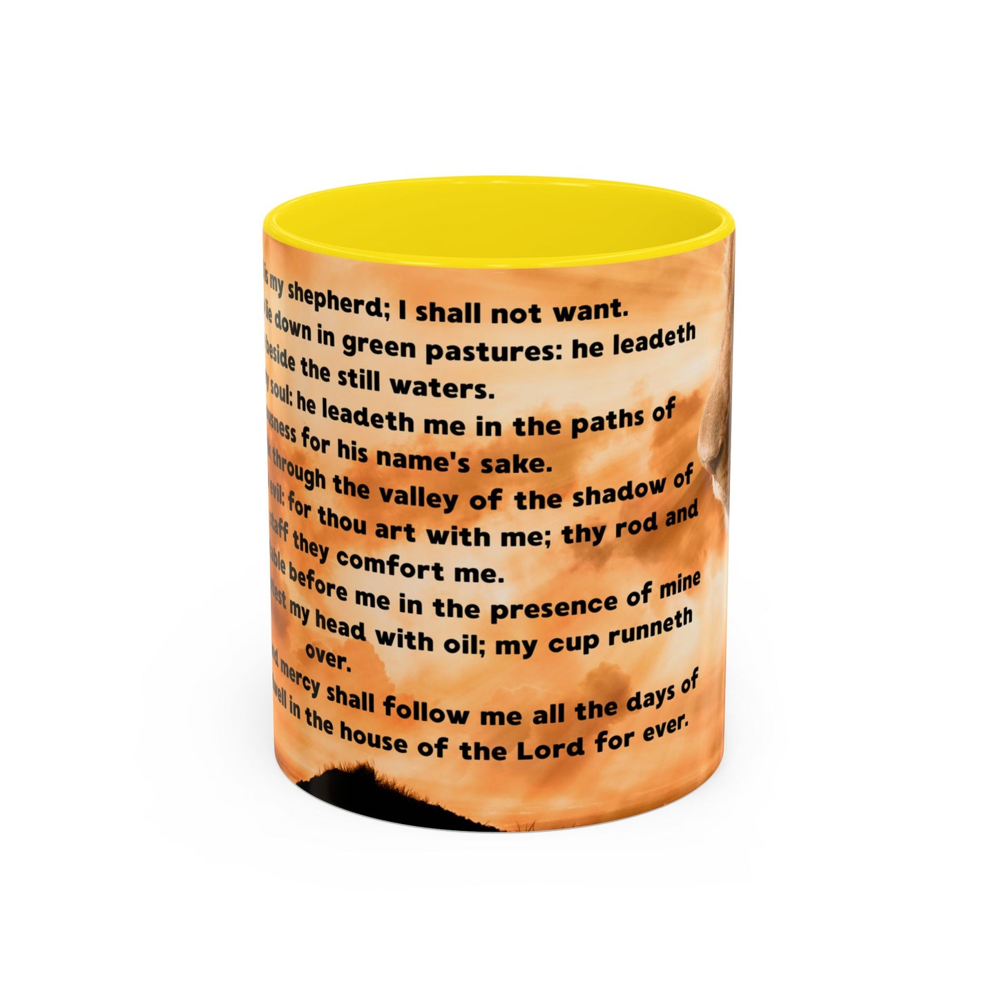 PSALM 23 Inspirational Coffee Mug with Lion Design, Spiritual Gift for Her, Housewarming Present, Faith-Based Kitchen Decor