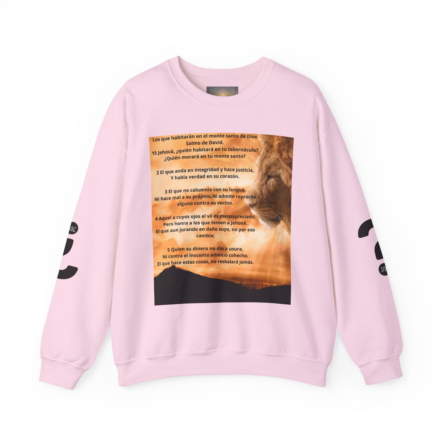 SALMO 15 Lion Crewneck Sweatshirt | Motivational Gift for Animal Lovers, Cozy Casual Wear, Birthday, Christmas