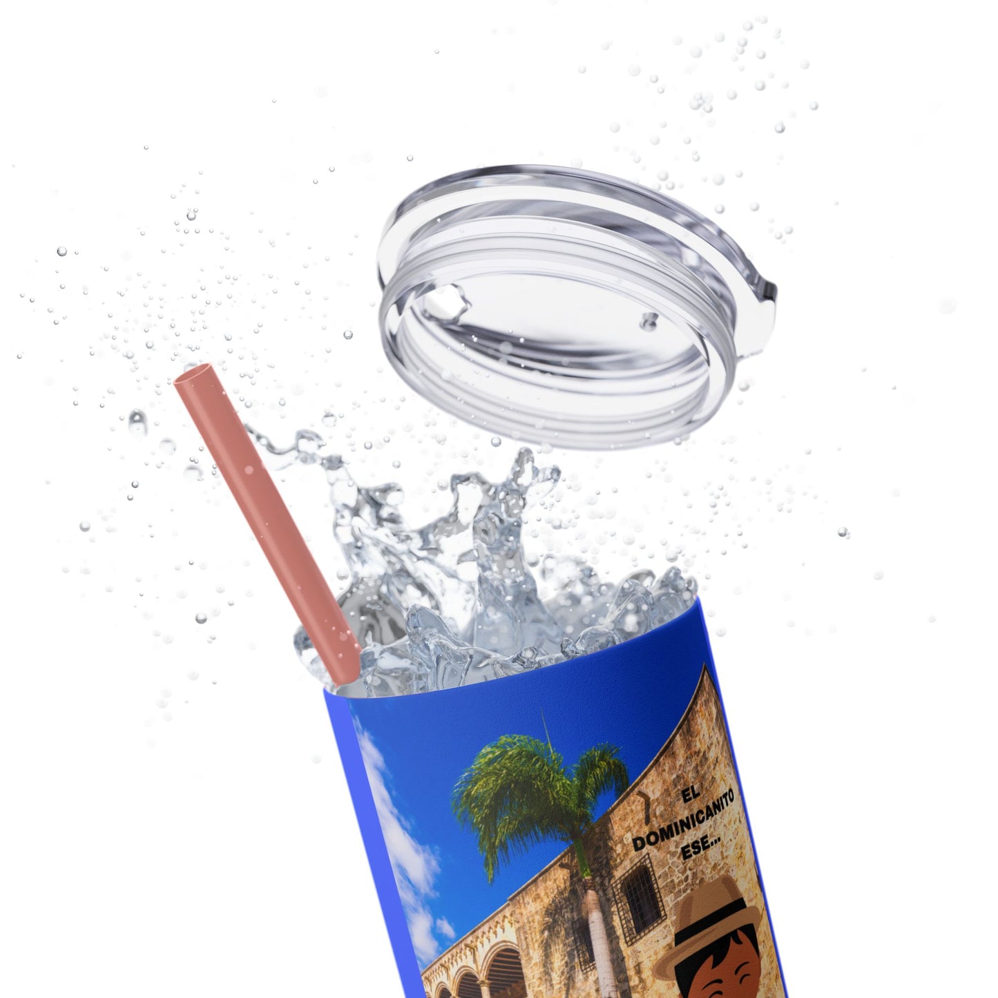 DOMINICAN REPUBLIC Vibrant Travel Tumbler, 20oz Skinny Tumbler with Straw - Perfect for Summer Adventures, Vacation, Gifts, Customizable