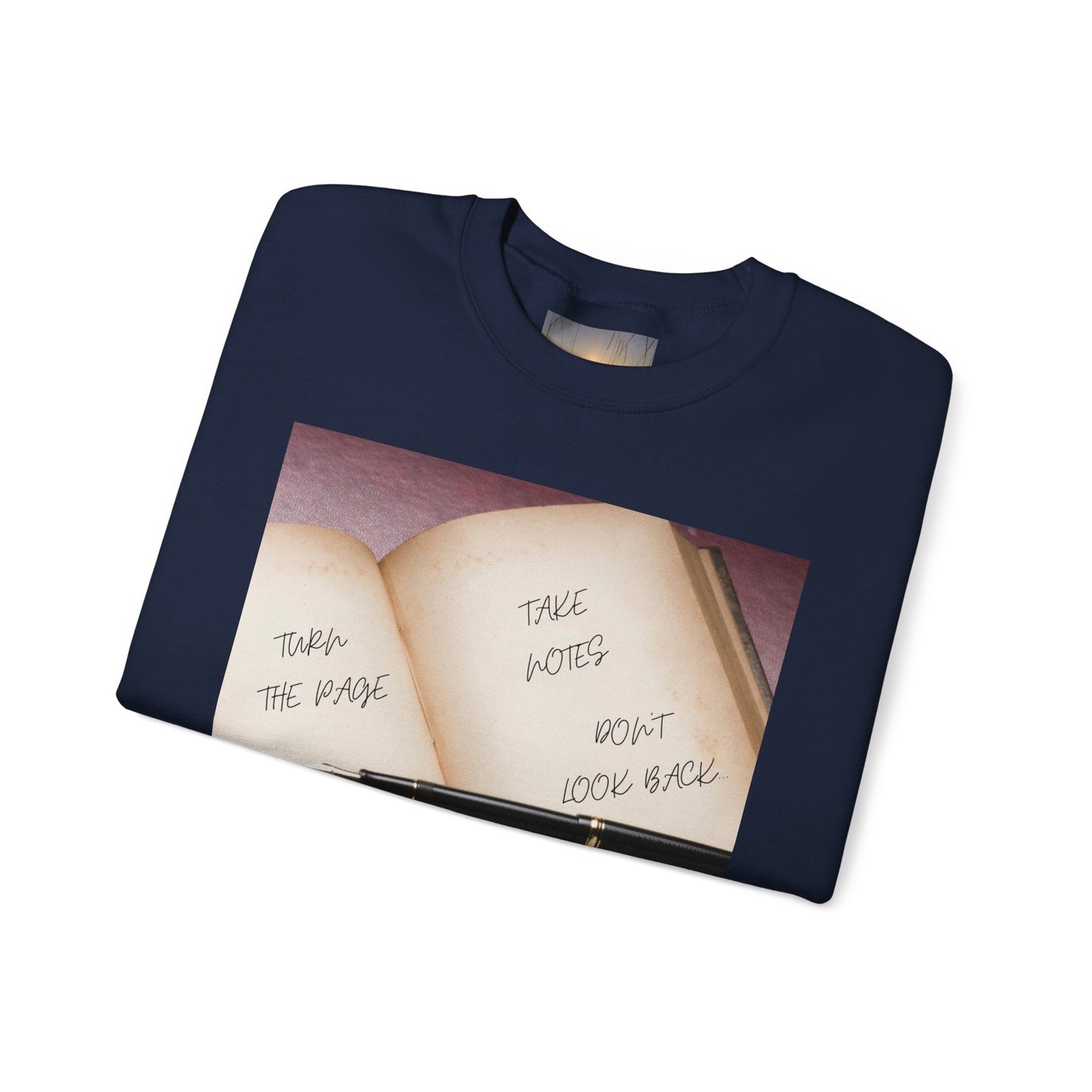 TURN THE PAGE Inspirational Sweatshirt for Note-Takers, Cozy Crewneck, Motivational Gift, Book Lovers, Back-to-School Apparel