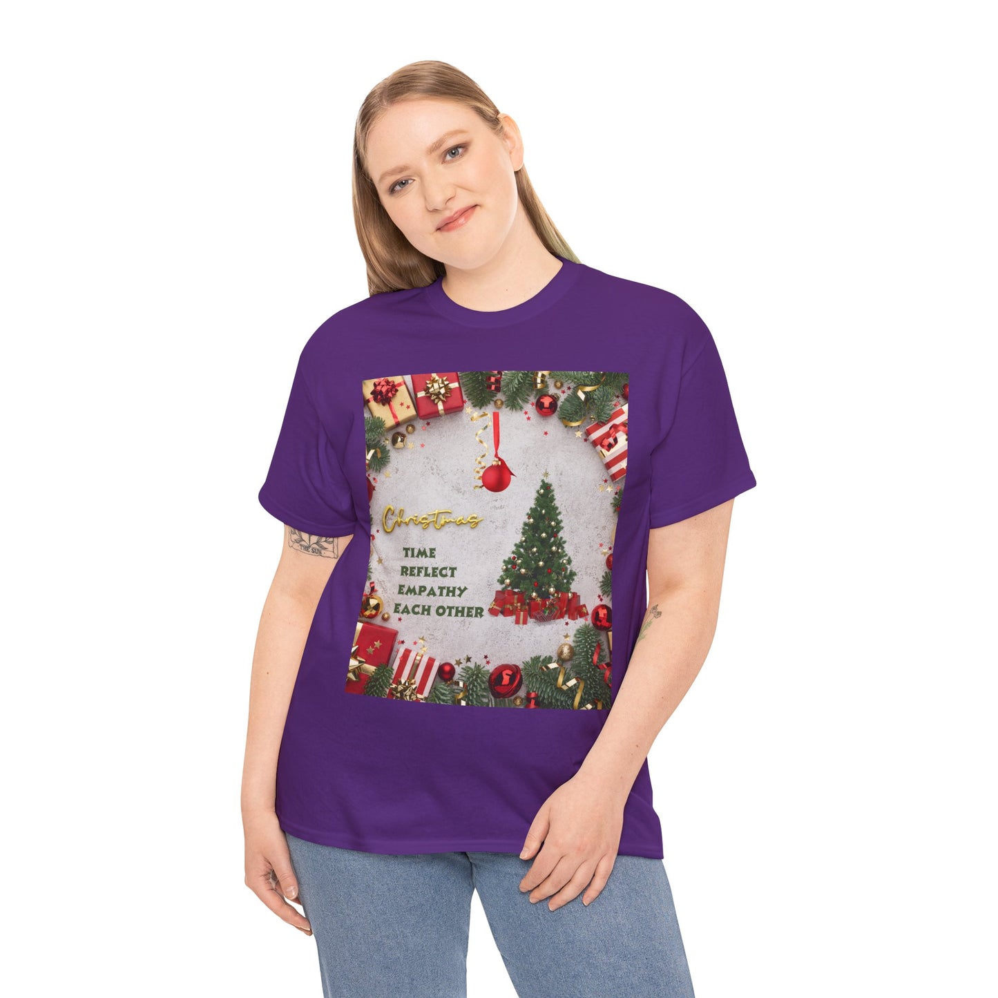 Christmas-Themed Unisex Heavy Cotton Tee, Holiday Gift, Festive Apparel, Family Gatherings, New Year Celebrations, Cute Christmas Shirt
