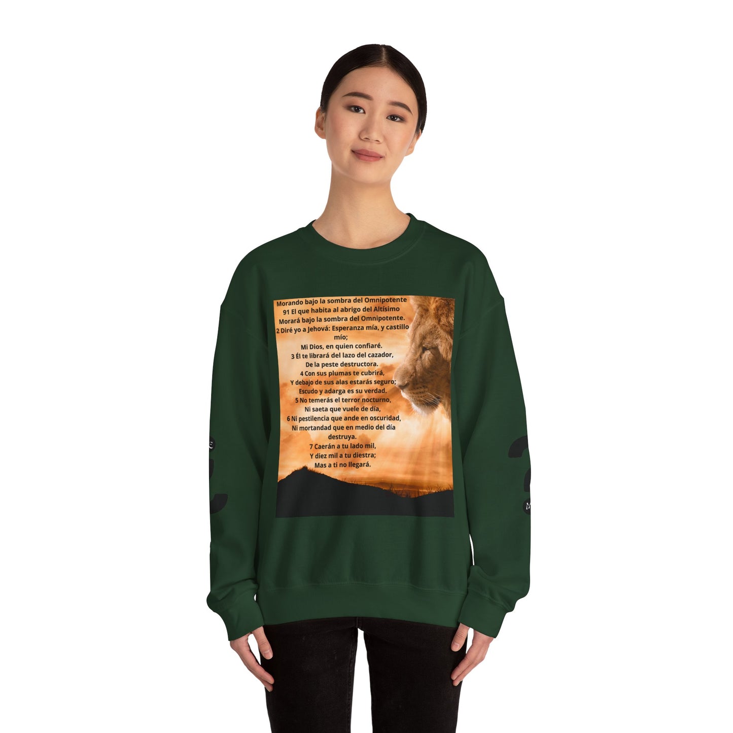 SALMO 91 Inspirational Lion Sweatshirt, Crewneck Sweater, Motivational Gift, Unisex Fashion, Animal Lover Apparel, Cozy Everyday Wear