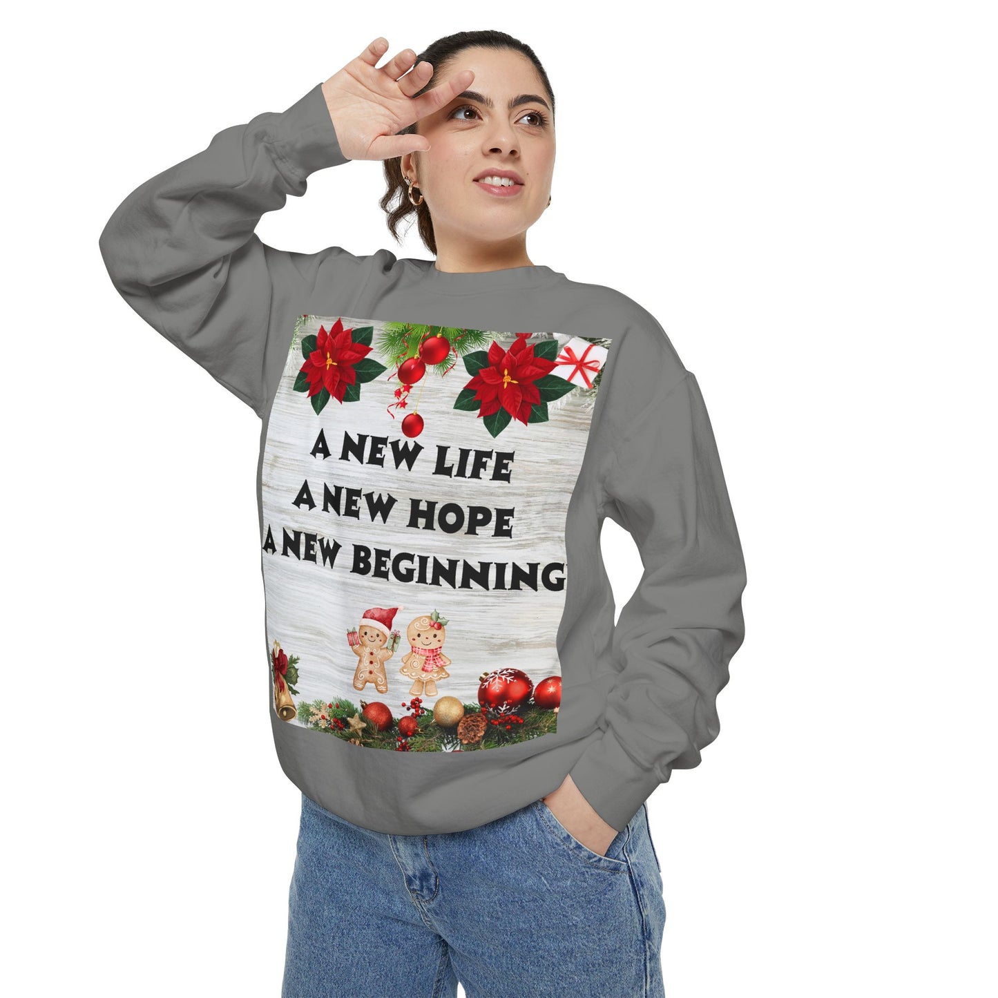 Cozy Holiday Sweatshirt - A New Life, New Hope, New Beginning, Christmas Gift, Unisex Apparel, Festive Wear, Winter Fashion