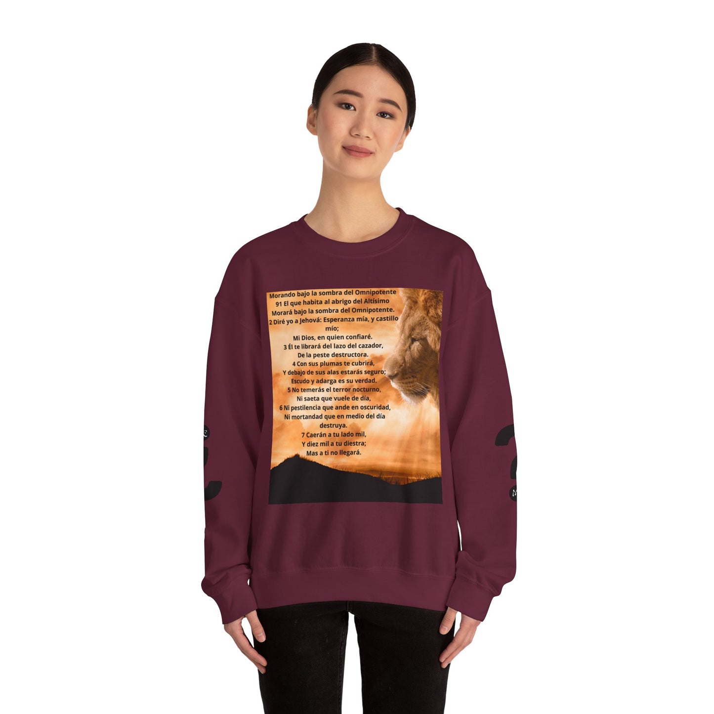 SALMO 91 Inspirational Lion Sweatshirt, Crewneck Sweater, Motivational Gift, Unisex Fashion, Animal Lover Apparel, Cozy Everyday Wear