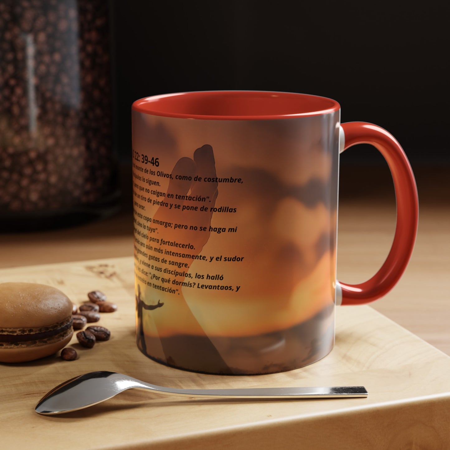 LUCAS 22: 39-46 Oración en el Monte Accent Coffee Mug (1ó1, 15oz)