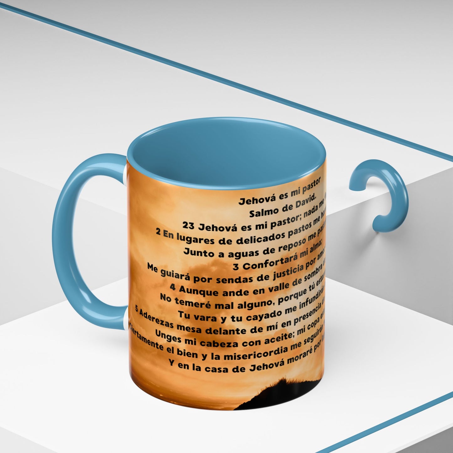SALMO 23 Inspirational Lion Coffee Mug - Faith, Spirituality, Gift for Him/Her, Motivational Drinkware, Religious Home Decor