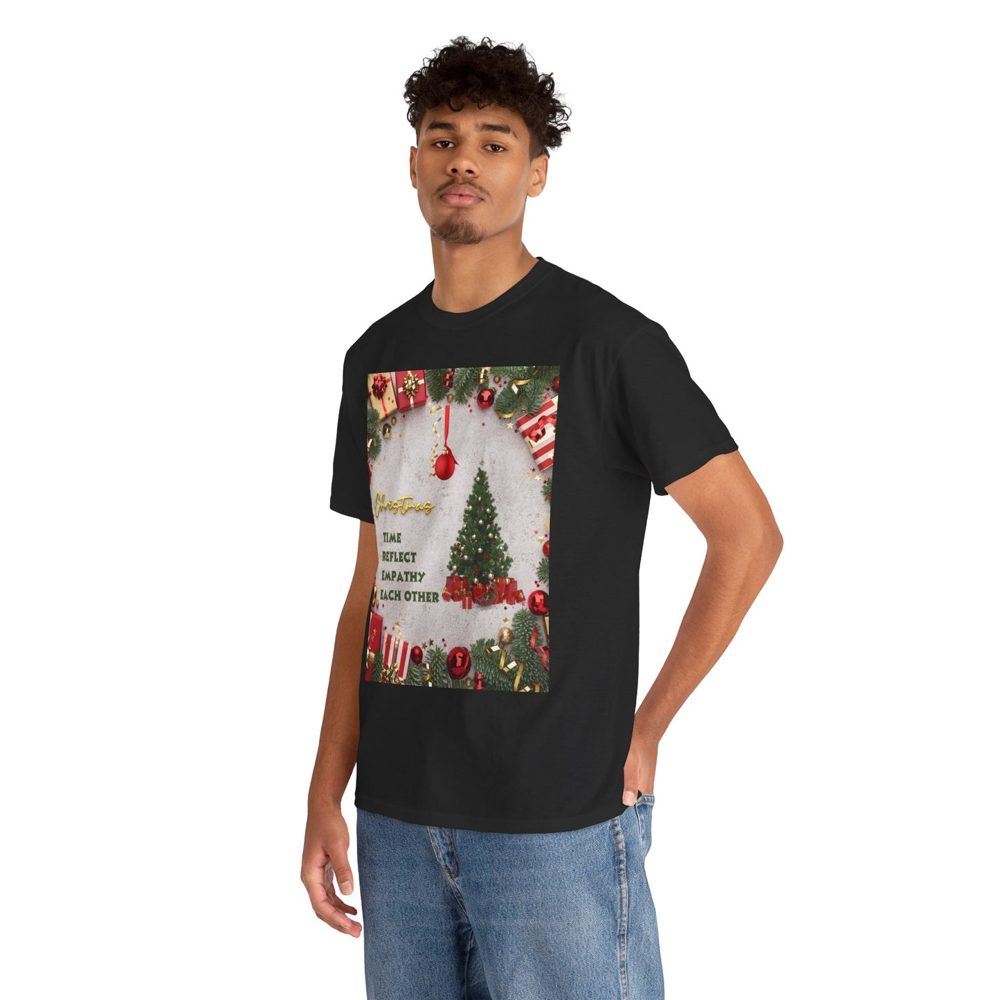 Christmas-Themed Unisex Heavy Cotton Tee, Holiday Gift, Festive Apparel, Family Gatherings, New Year Celebrations, Cute Christmas Shirt