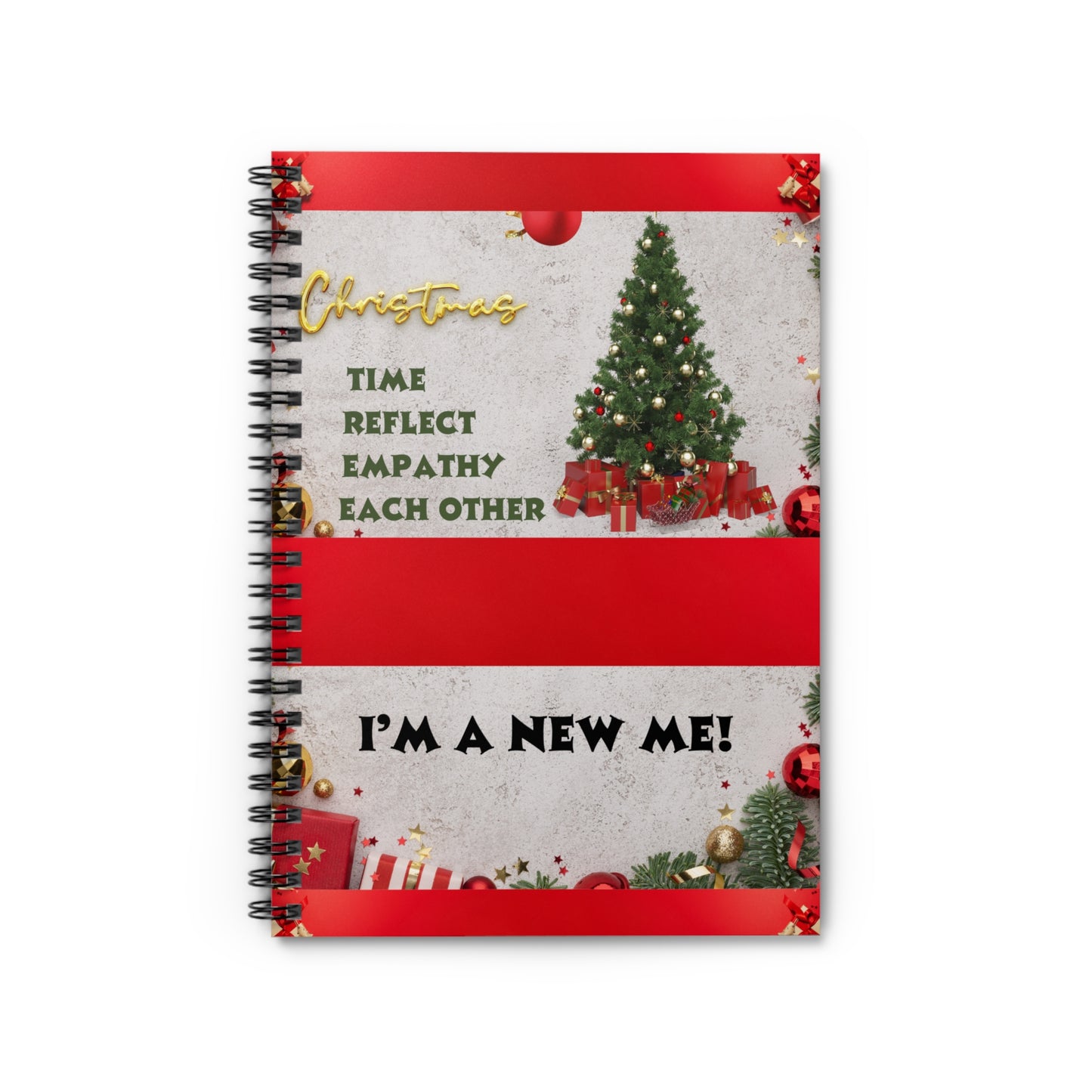 Festive Spiral Notebook for Reflection and Empathy, Holiday Journal, Christmas Gift, Personalized Diary, Inspirational Writing