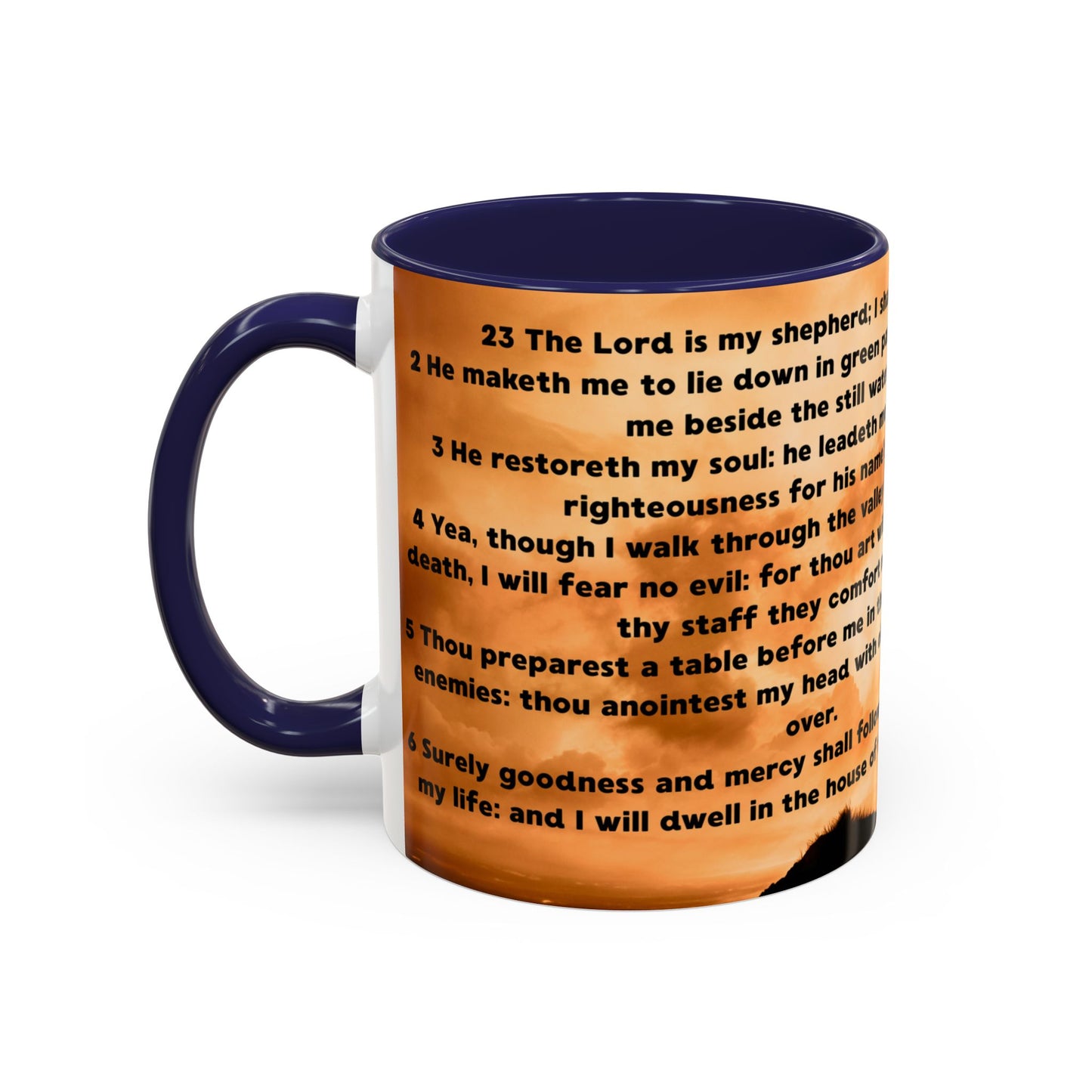 PSALM 23 Inspirational Coffee Mug with Lion Design, Spiritual Gift for Her, Housewarming Present, Faith-Based Kitchen Decor