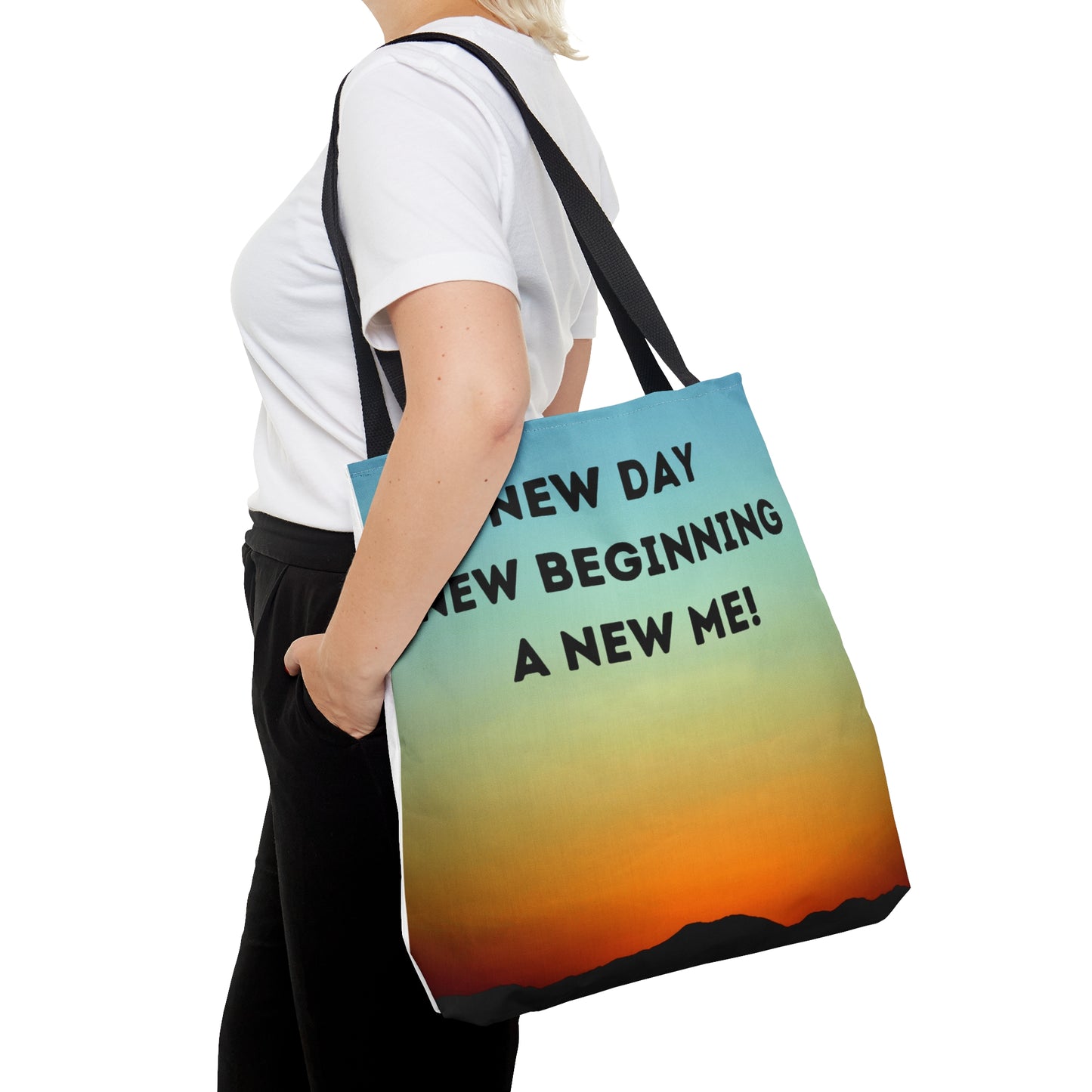 NEW DAY NEW BEGINNING A NEW ME Tote Bag (AOP)