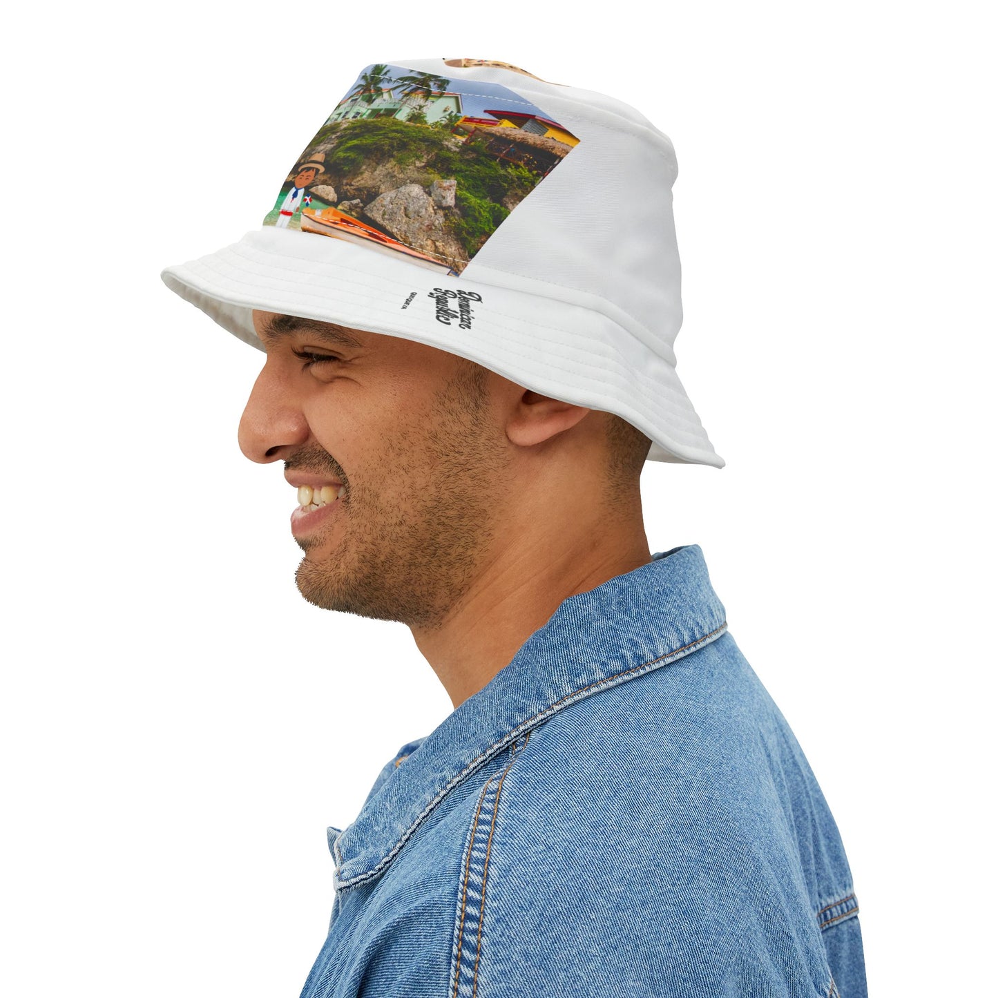 DOMINICAN REPUBLIC Vibrant Beach Bucket Hat | AOP Sun Hat, Summer Accessory, Vacation Gear, Poolside Look, Fun Gift