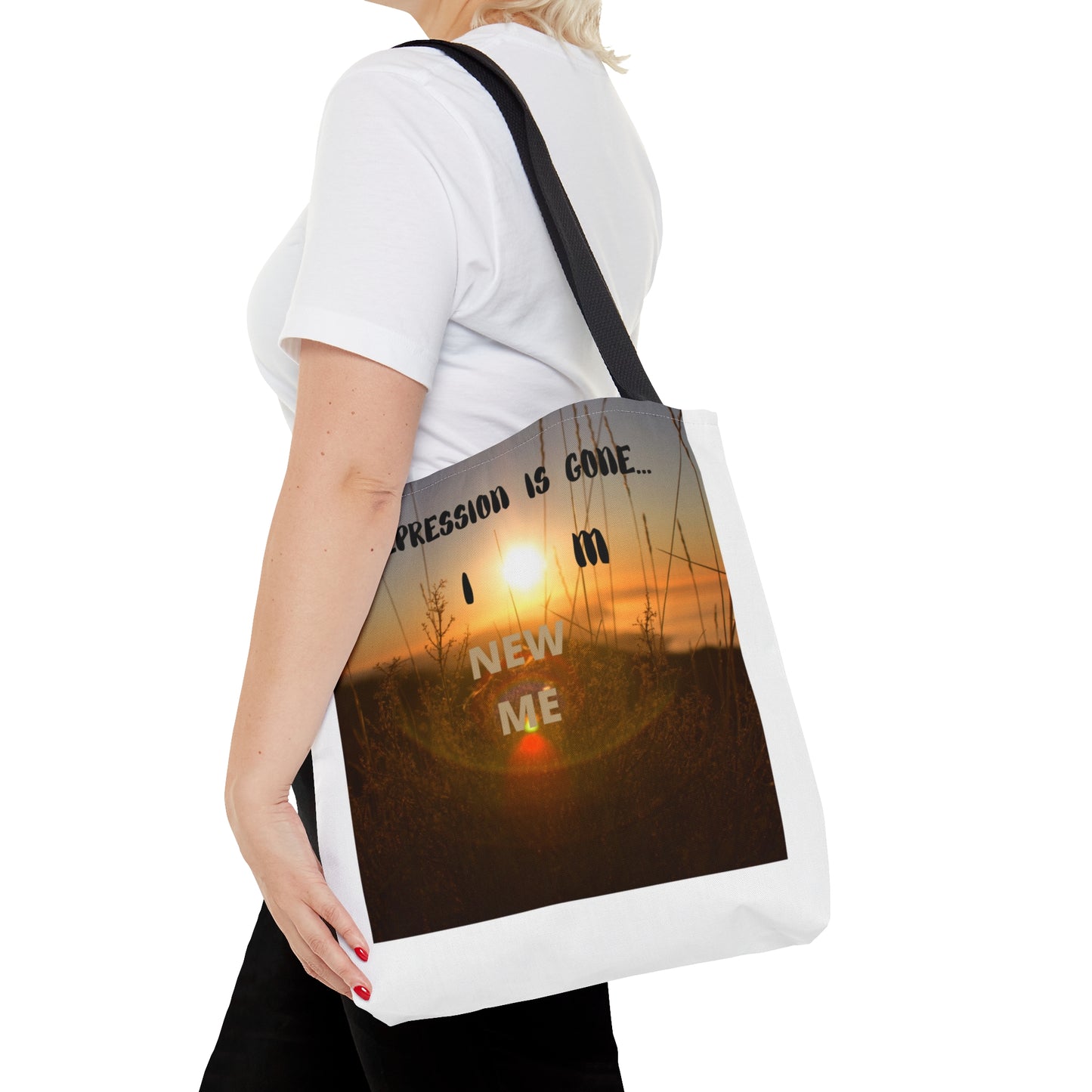DEPRESSION IS GONE I'M NEW ME Tote Bag (AOP)