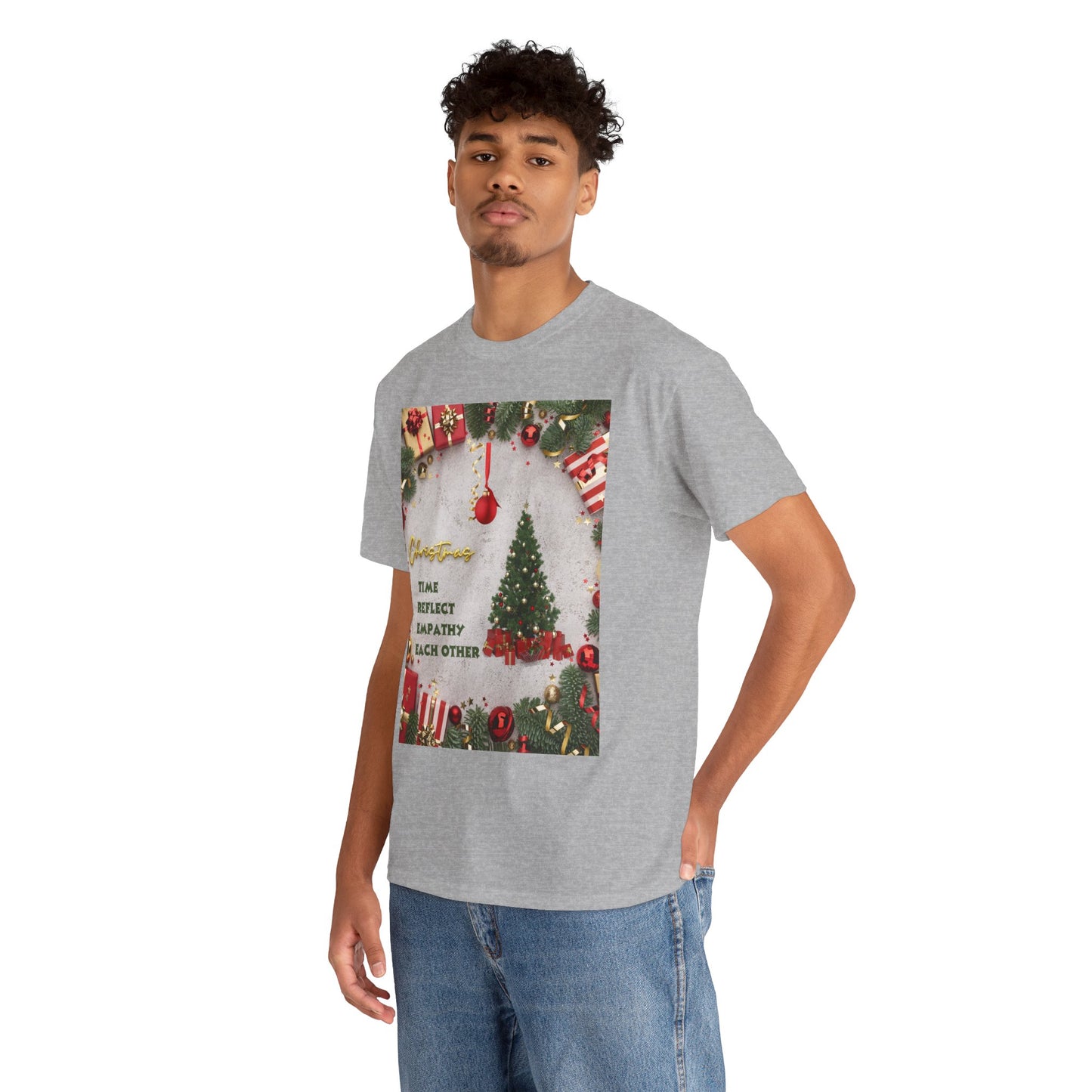 Christmas-Themed Unisex Heavy Cotton Tee, Holiday Gift, Festive Apparel, Family Gatherings, New Year Celebrations, Cute Christmas Shirt