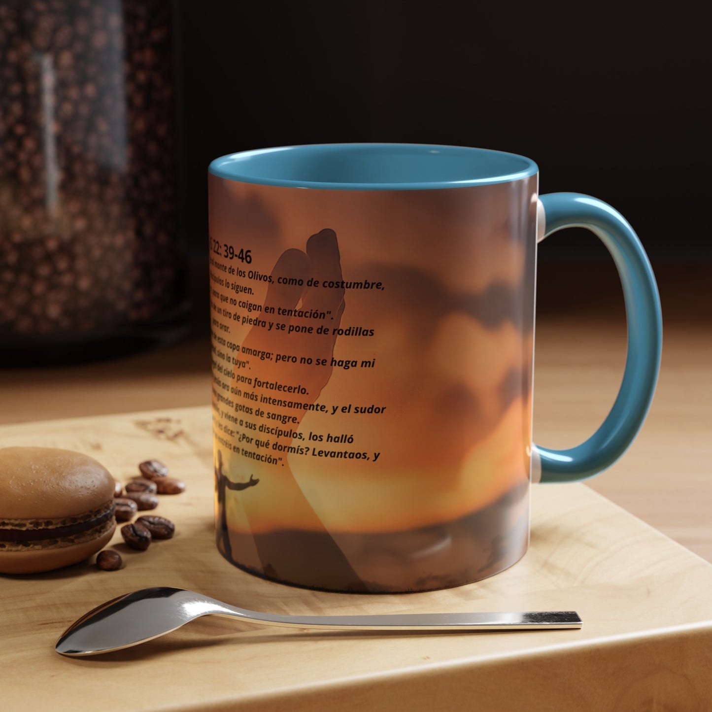 LUCAS 22: 39-46 Oración en el Monte Accent Coffee Mug (1ó1, 15oz)