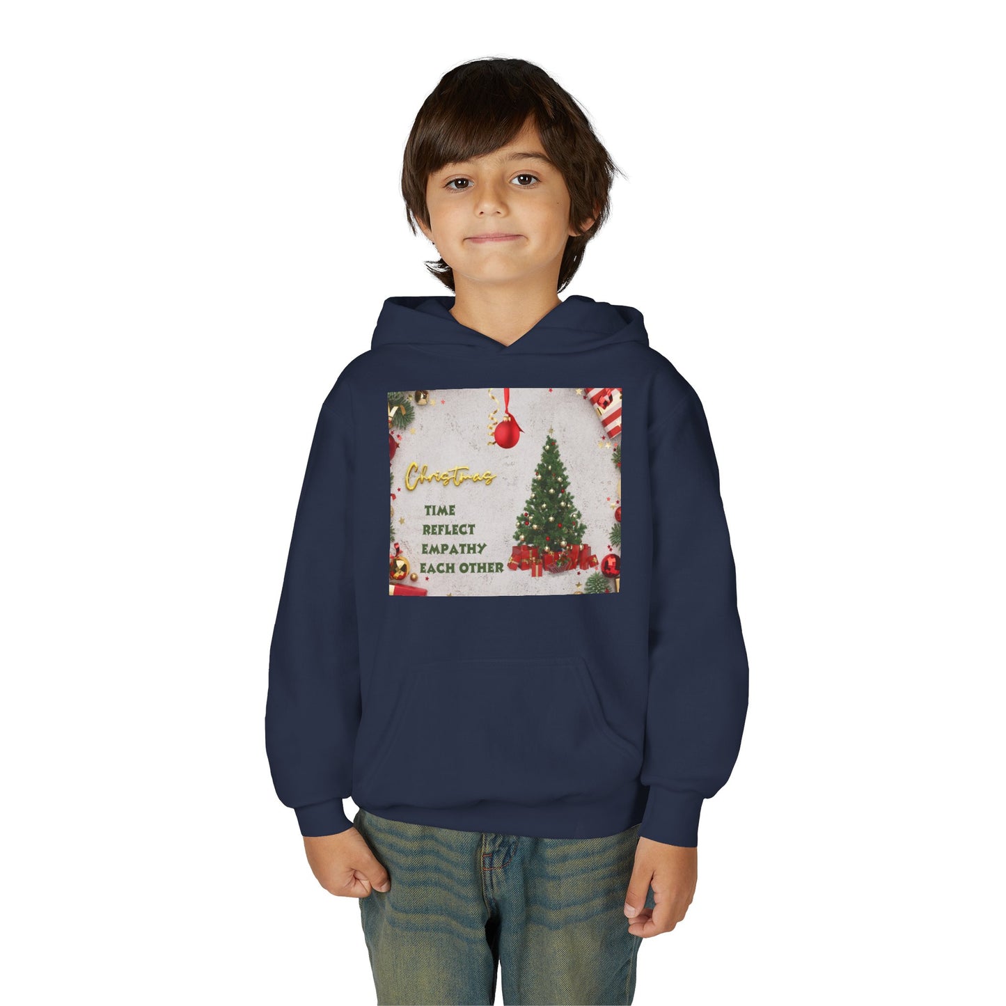 Youth Hooded Sweatshirt - Christmas Cheer, Cozy Holiday Gift, Festive Sweatshirt for Kids, Seasonal Wear, New Year Celebration