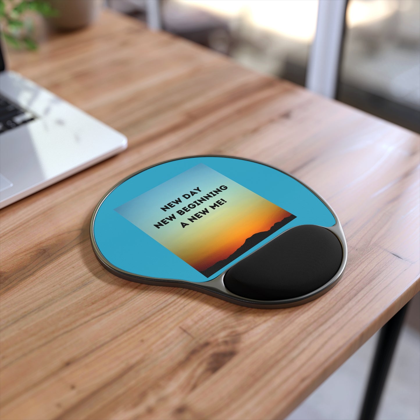 NEW DAY NEW BEGINNING A NEW ME! Inspirational Mouse Pad with Wrist Rest | Motivational Office Decor, Gift for Coworkers, New Beginnings, Desk Accessories