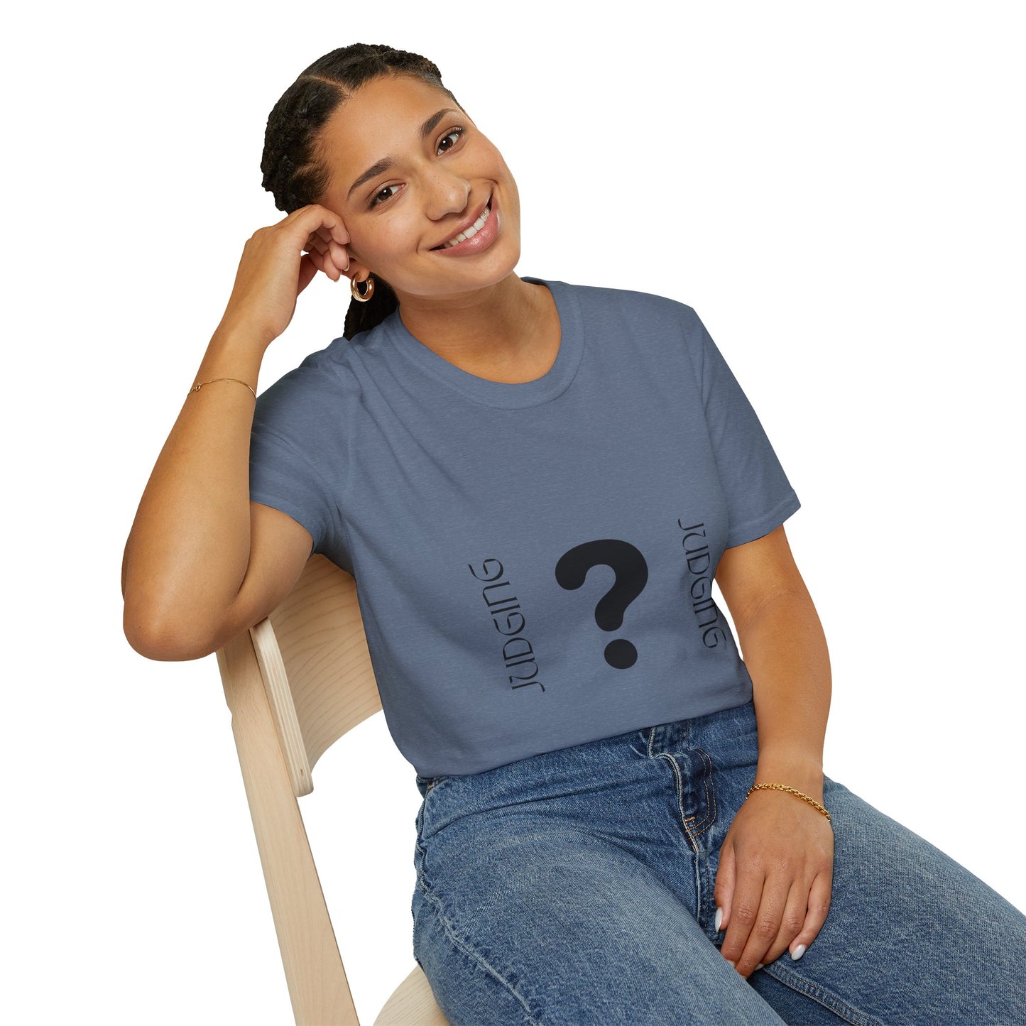 JUDGING Whimsical Unisex T-Shirt with Playful Door Design - Fun Gift for Friends, Casual Wear, Birthday Surprise, Everyday Humor, Quirky Style
