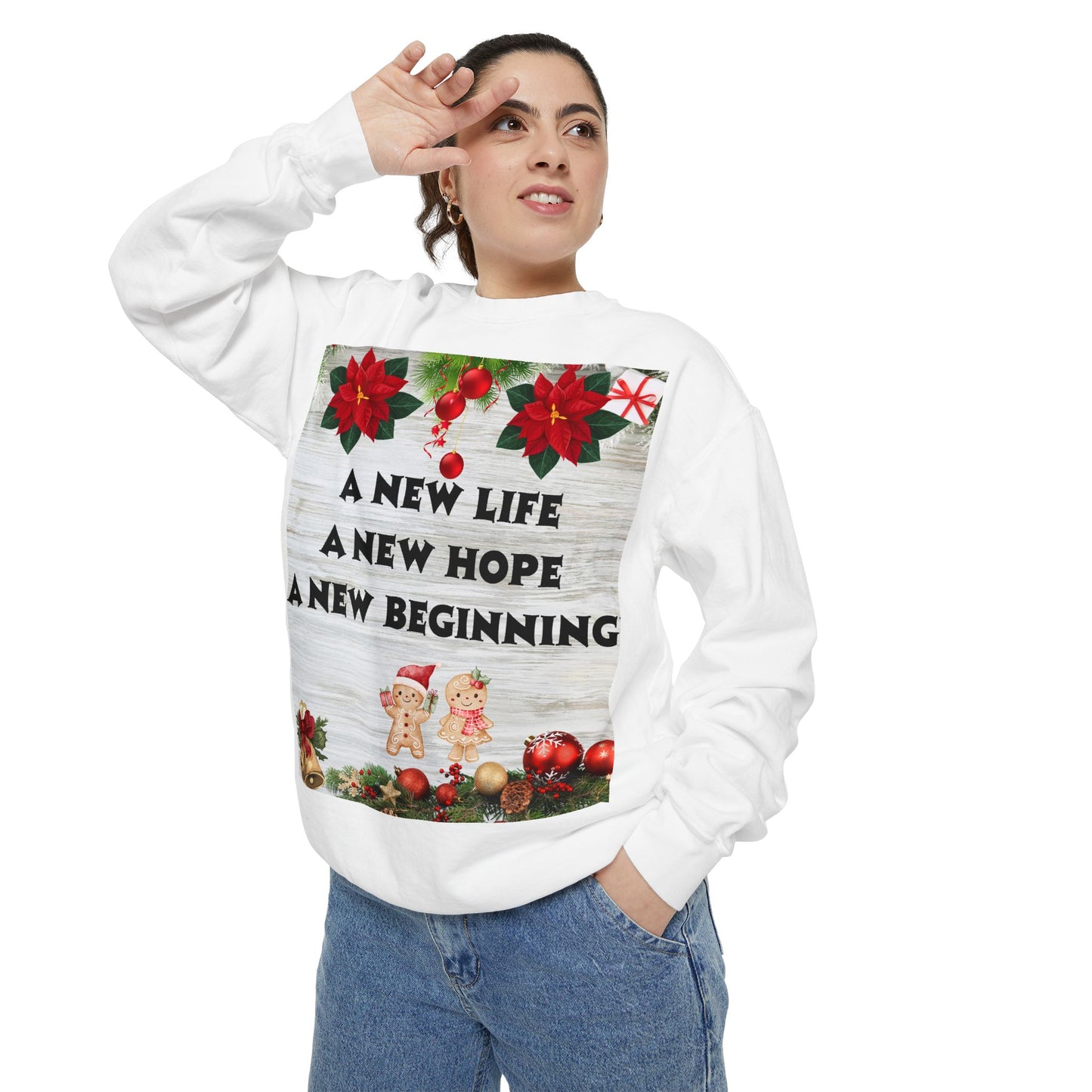 Cozy Holiday Sweatshirt - A New Life, New Hope, New Beginning, Christmas Gift, Unisex Apparel, Festive Wear, Winter Fashion