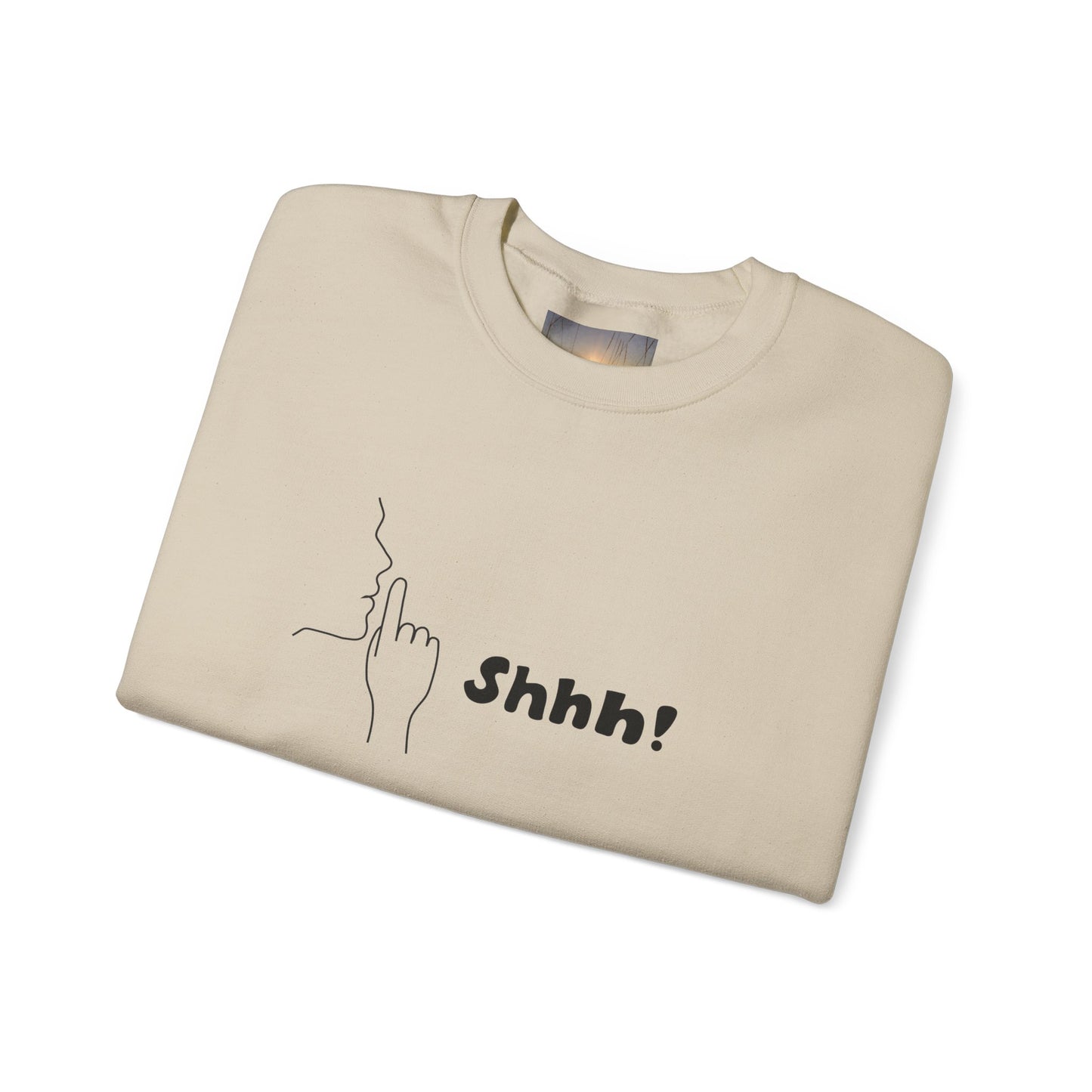 SHHH! SILENCE Unisex Humor Crewneck Sweatshirt: Funny Silence Design, Perfect for Gifting, Casual Wear, Birthday, Holidays, Conversation Starter