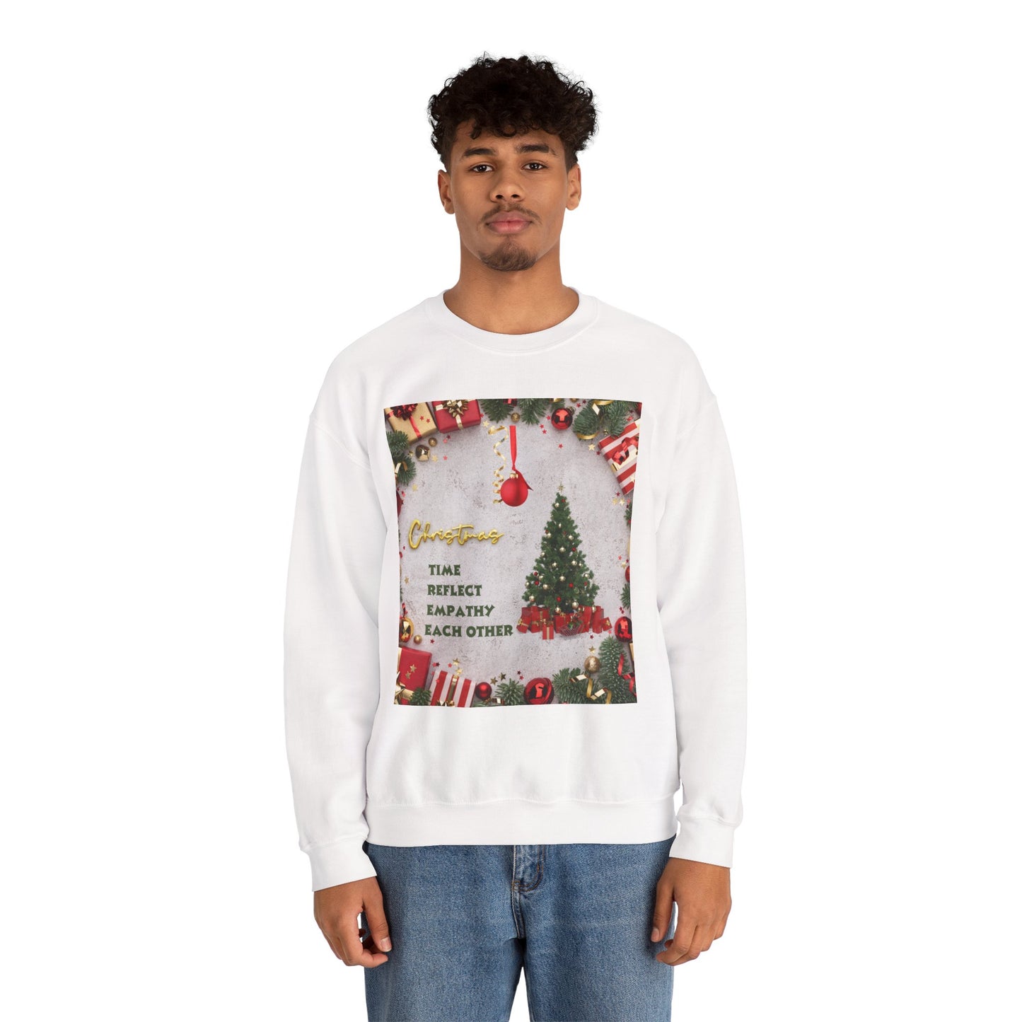 Cozy Christmas Sweatshirt - Reflect Empathy & Be A New You, Holiday Gift, Winter Fashion, Christmas Celebration, Unisex Crewneck