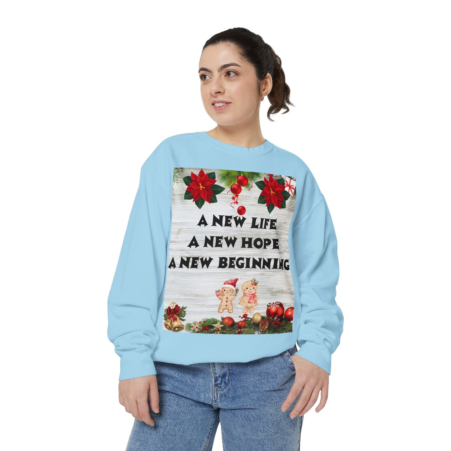 Cozy Holiday Sweatshirt - A New Life, New Hope, New Beginning, Christmas Gift, Unisex Apparel, Festive Wear, Winter Fashion